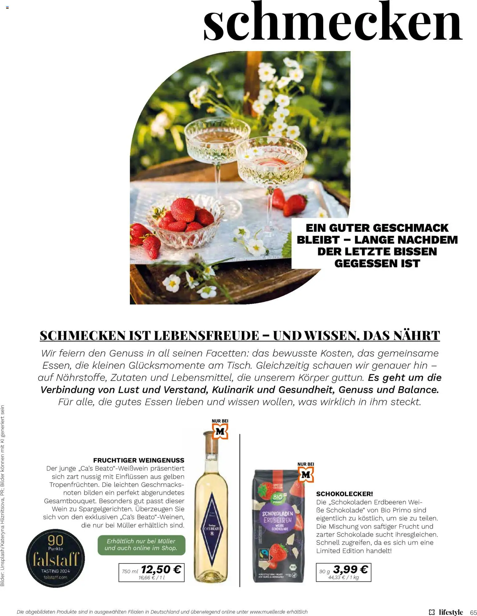 Müller Lifestyle – gültig ab 05.05.2026 | Seite: 65 | Produkte: Weißwein, Bilder, Wein, Erdbeeren