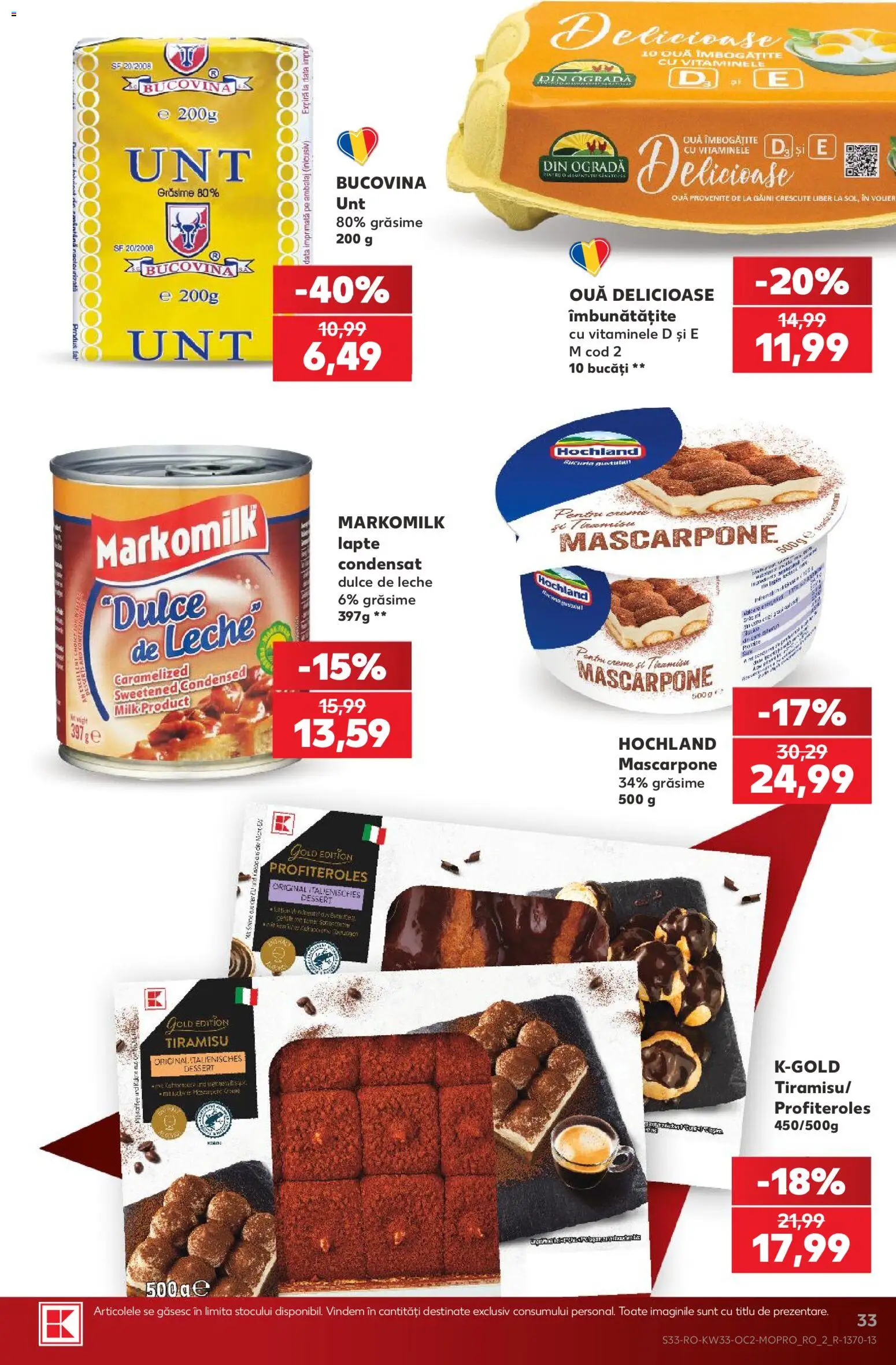 Noul catalog Kaufland – valabil de la 12.08.2026 | Pagină: 33 | Produse: Lapte, Hochland, Ouă, Mascarpone