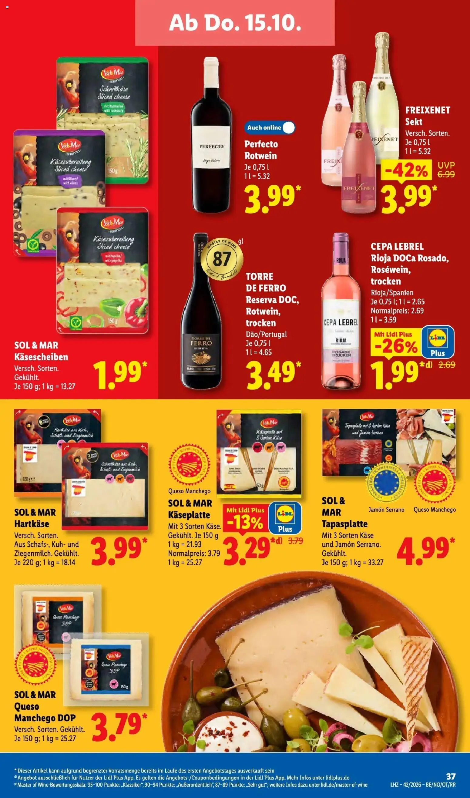 Lidl Prospekt Braunschweig (ab 12.10.2026) zum Blättern » Angebote | Seite: 55 | Produkte: Käse, Freixenet, Rotwein, Paprika