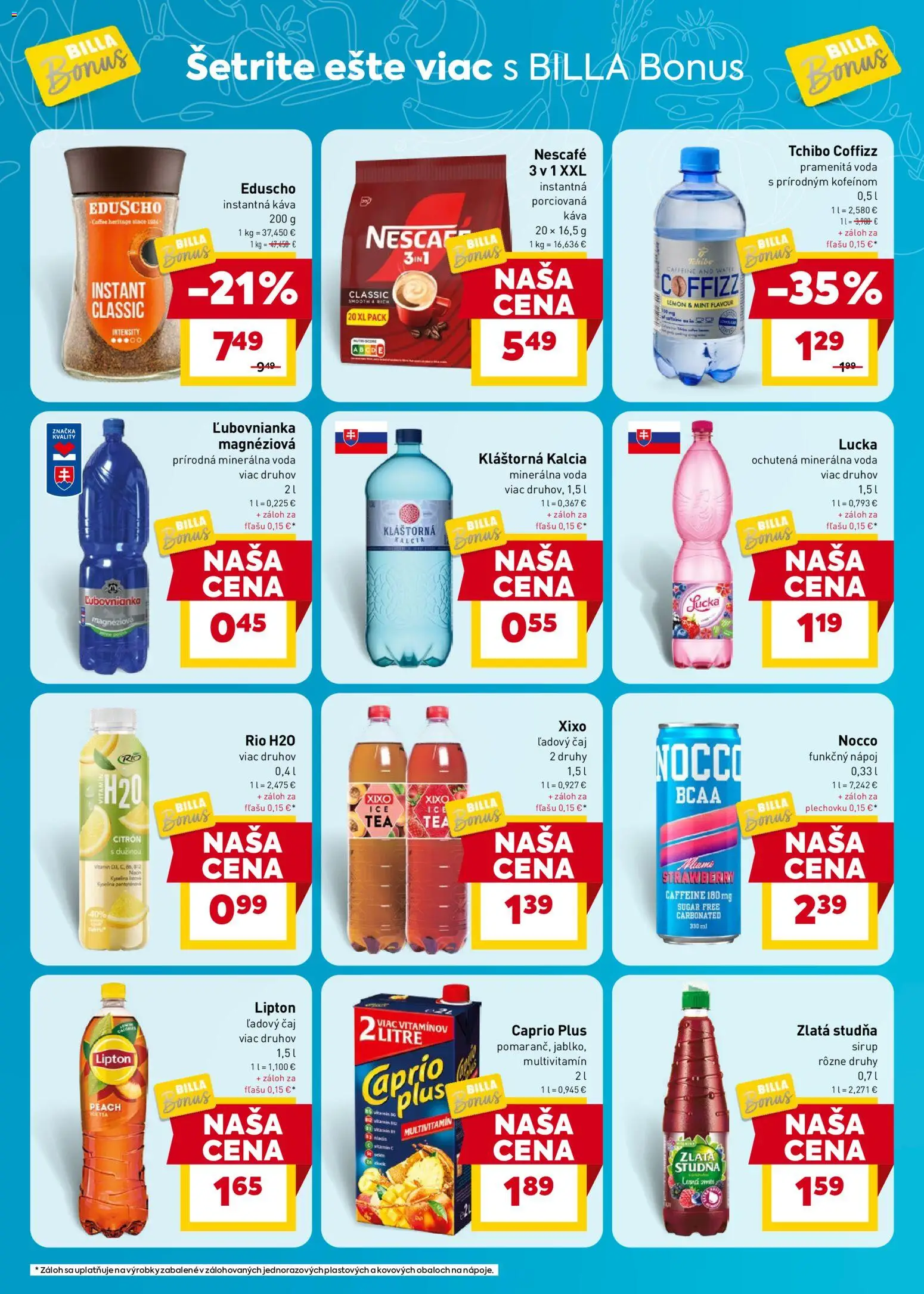 Nové Billa akcie – leták je platný od 05.08.2026 | Strana: 6 | Produkty: Čaj, Lucka, Voda, Minerálna voda