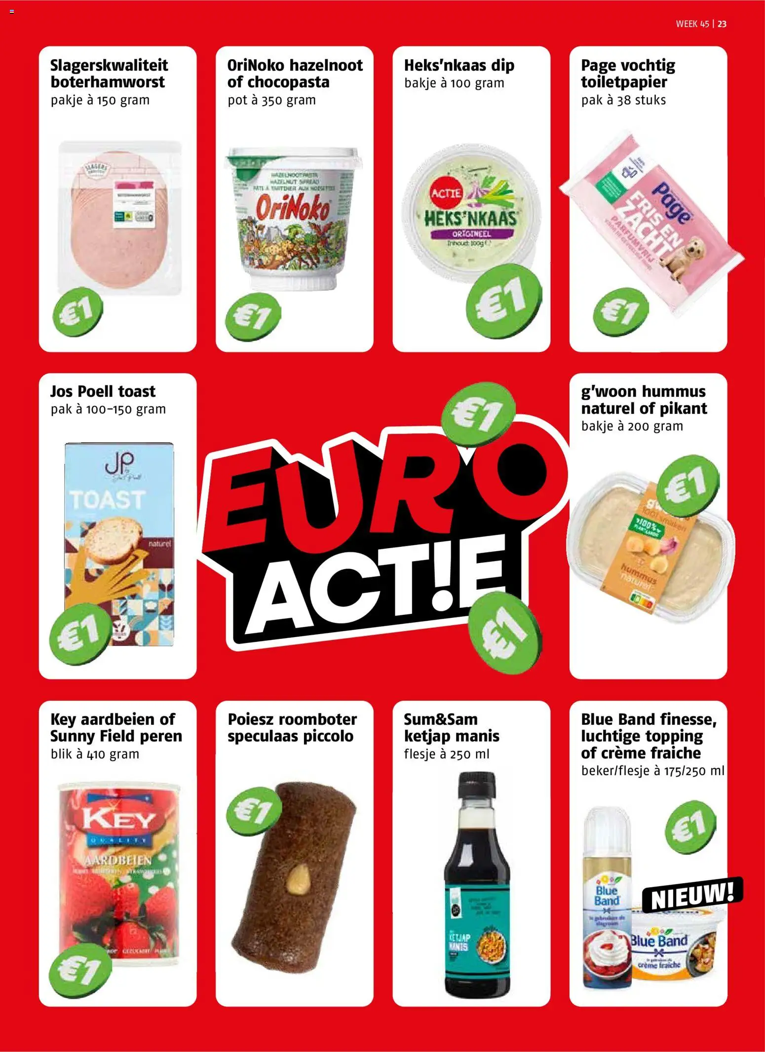 {H1} | Pagina: 23 | Producten: Aardbeien, Toast, Hummus, Toiletpapier