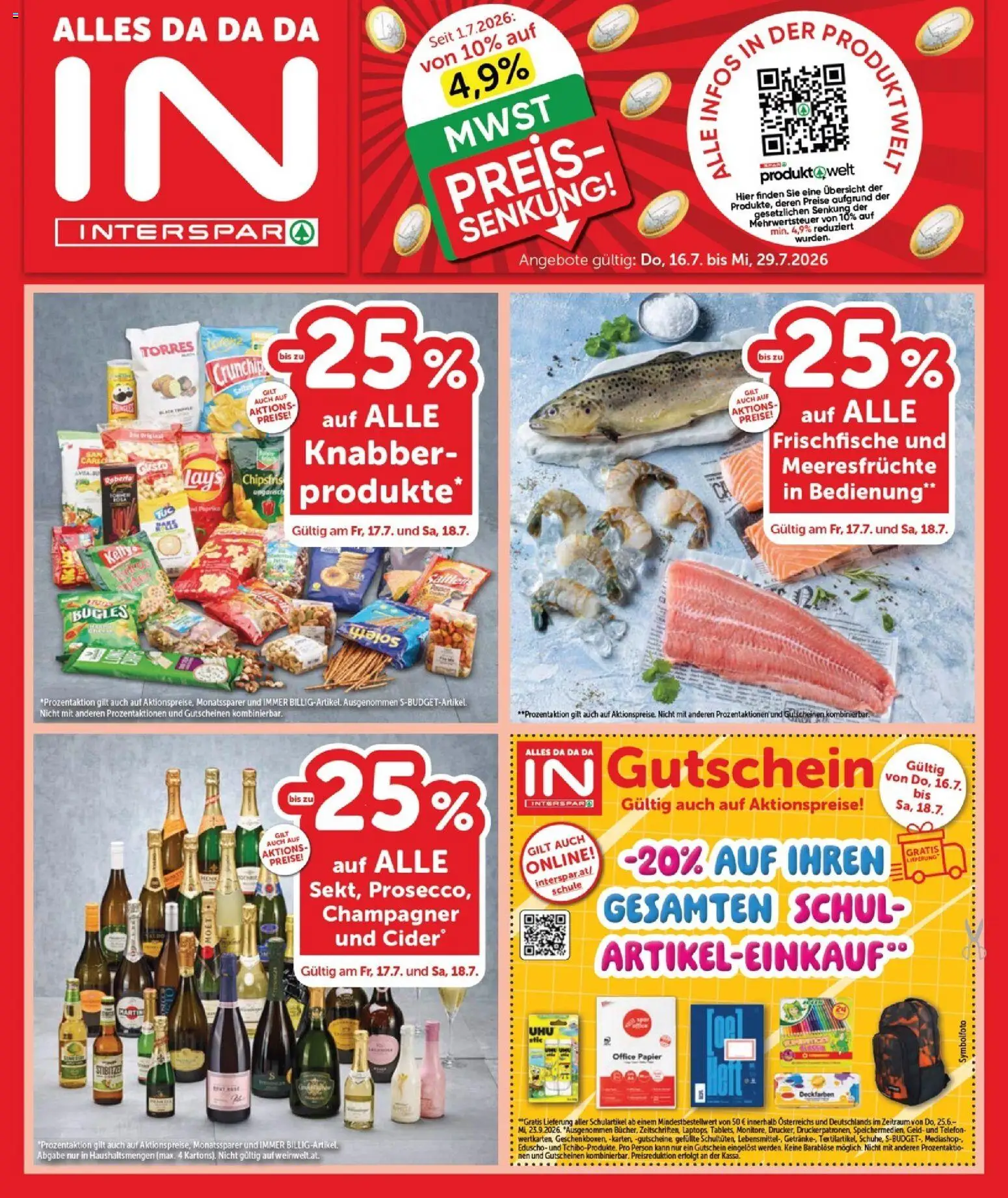Interspar Flugblatt - Burgenland gültig ab 16.07.2026 | Seite: 1 | Produkte: Meeresfrüchte, Telefon