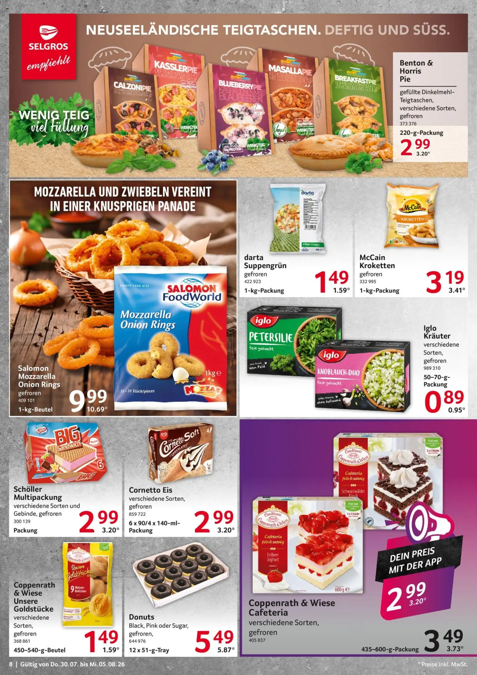 Selgros Prospekt – gültig ab 30.07.2026 | Seite: 8 | Produkte: Joghurt, Mozzarella, Petersilie, Eis