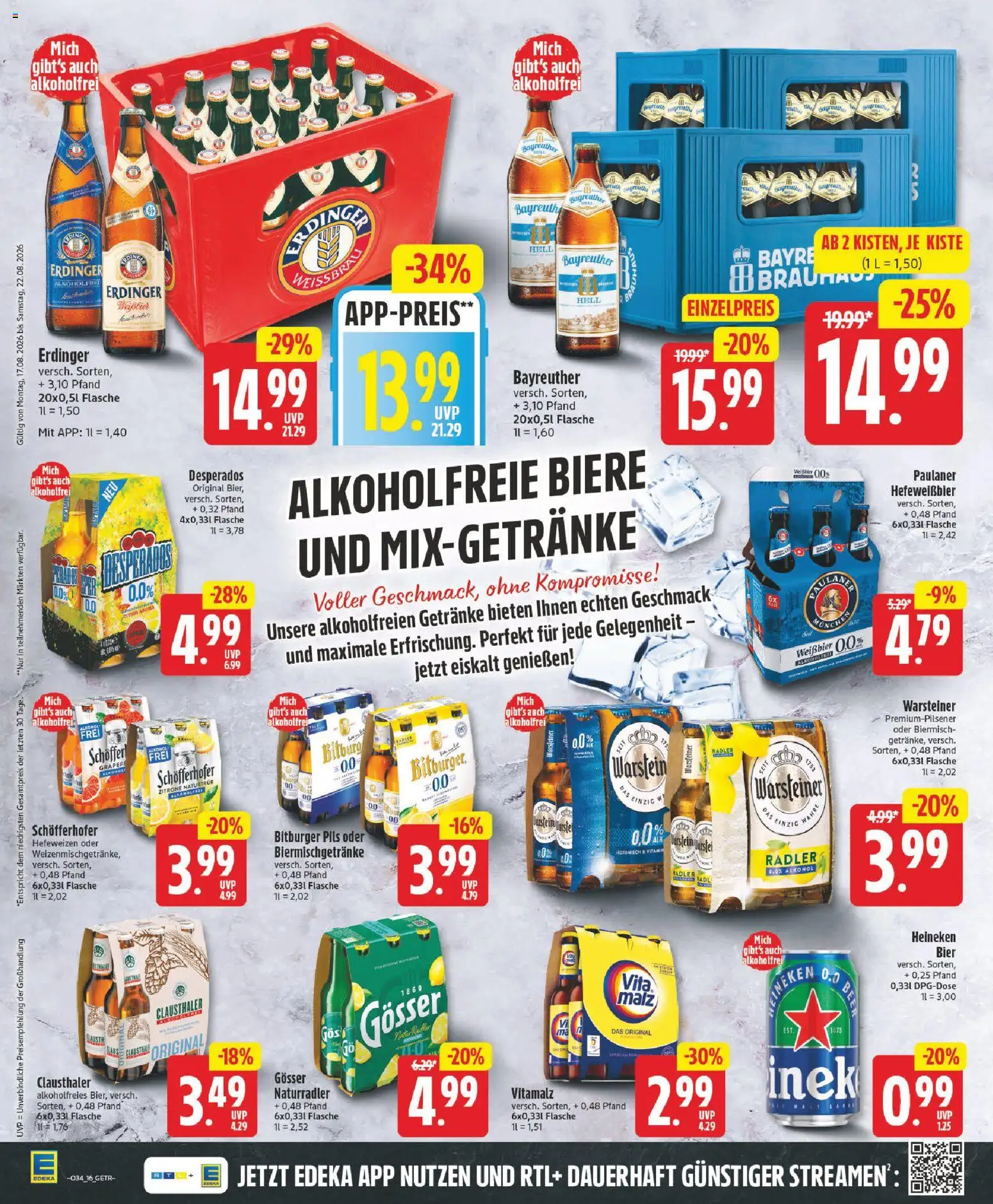 Edeka Prospekt – gültig ab 17.08.2026 | Seite: 16 | Produkte: Weißbier, Alkohol, Zitrone, Paulaner
