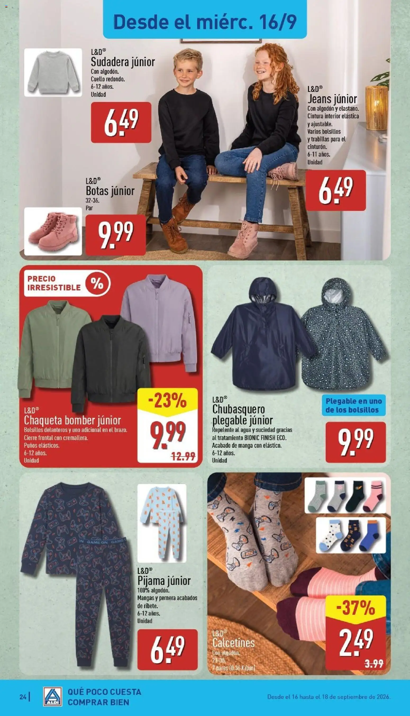 Aldi folleto Canarias │ válido desde el 14/09/2026 | Página: 24 | Productos: Pijama, Botas, Calcetines, Algodón