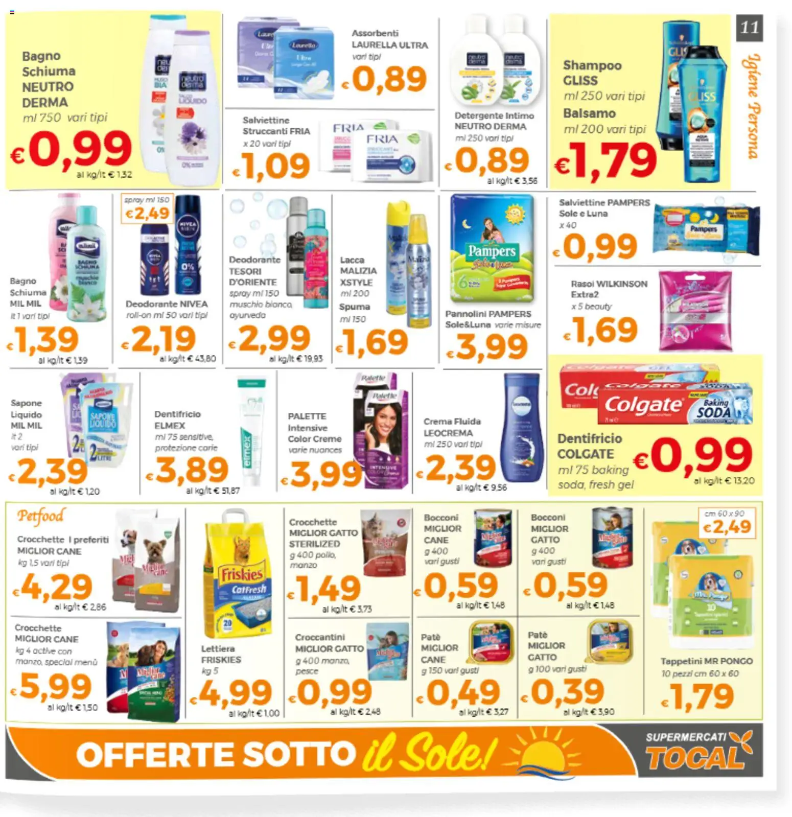 Volantino Tocal del 10/07/2026 | Pagina: 11 | Prodotti: Pannolini, Sapone, Deodorante, Manzo