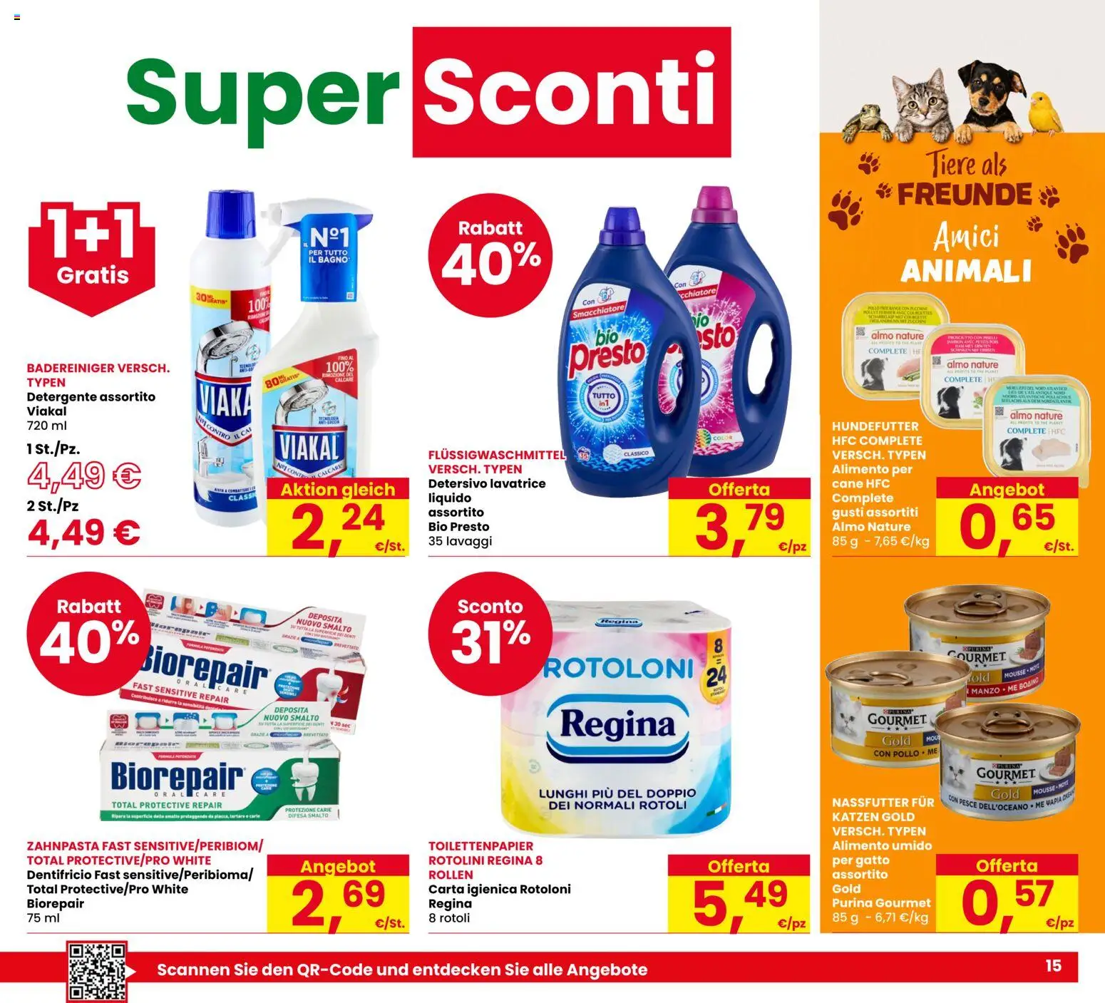 Volantino Eurospar del 29/10/2026 | Pagina: 15 | Prodotti: Dentifricio, Detergente, Lavatrice, Bagno