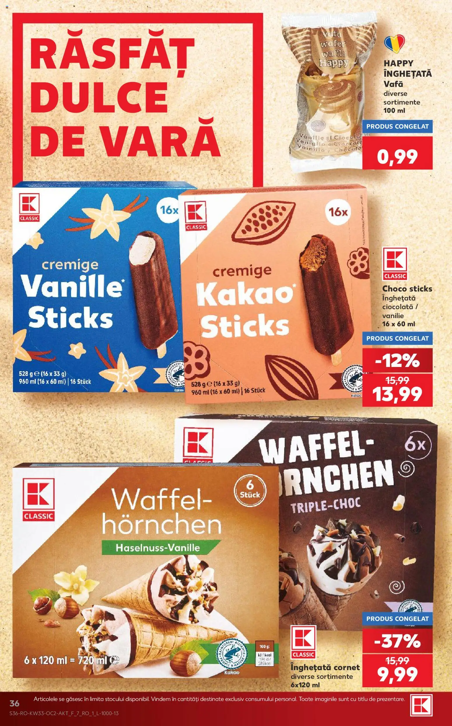 Noul catalog Kaufland – valabil de la 12.08.2026 | Pagină: 36 | Produse: Ciocolată, Înghețată