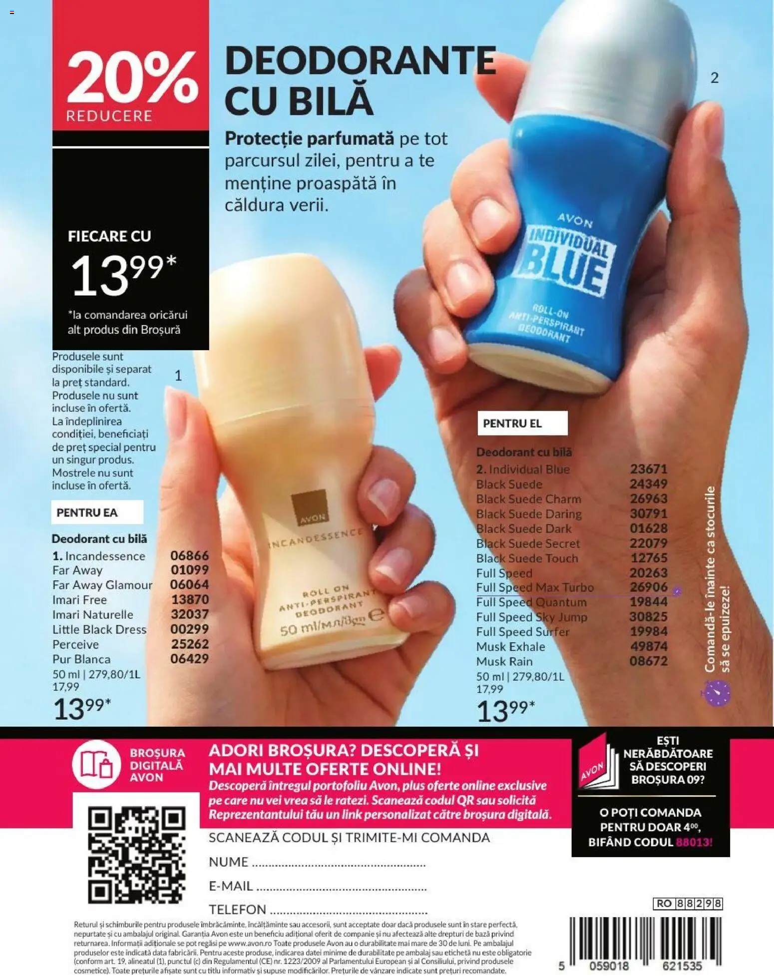 Noul catalog Avon – valabil de la 01.08.2026 | Pagină: 180 | Produse: Telefon, Deodorant, Antiperspirant, Bornoz takımı
