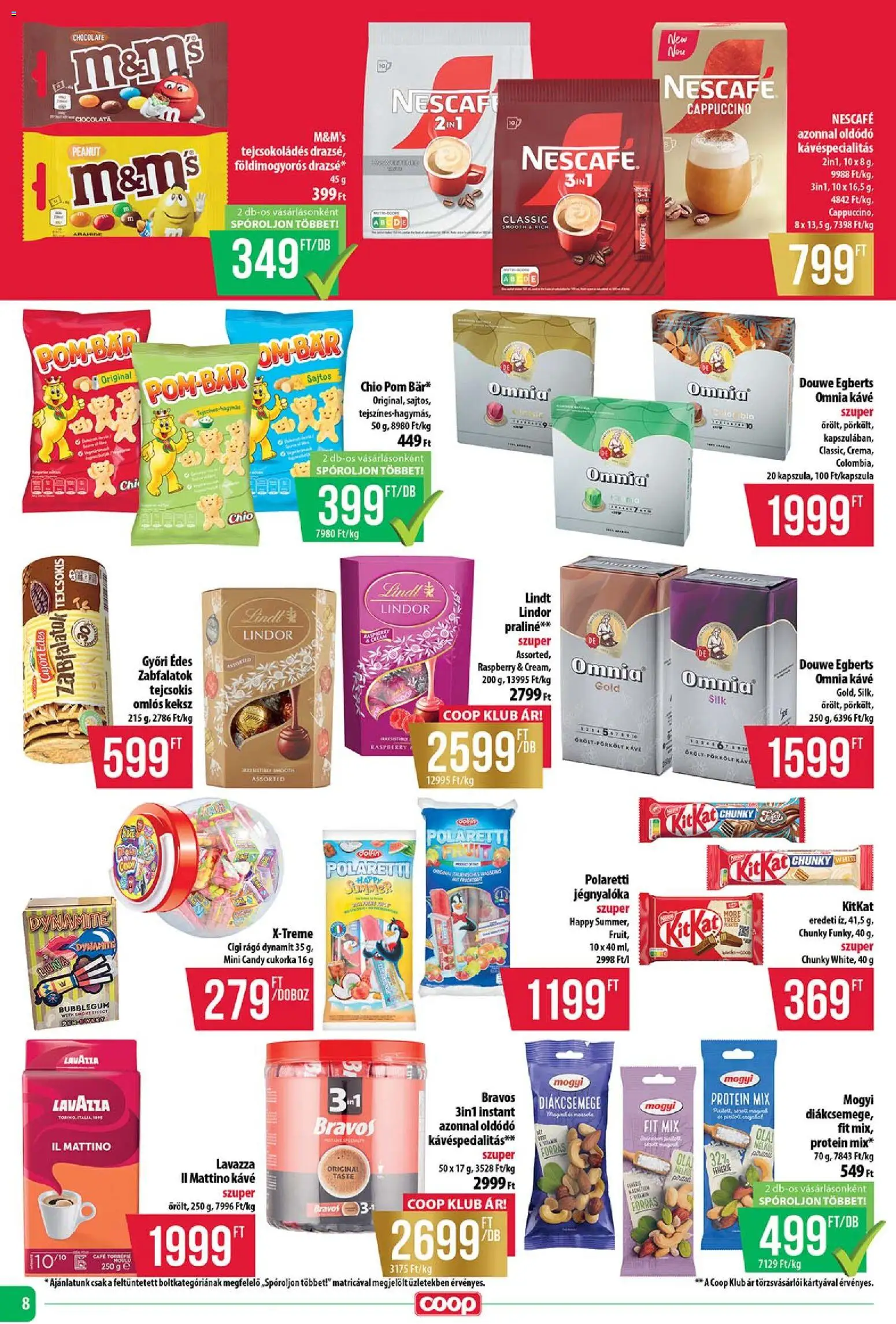 COOP Szolnok akciós ujság - amely érvényes a következő dátumtól: 14.05.2026 | Oldal: 8 | Termékek: Praliné, Kávé, Cukorka, Keksz