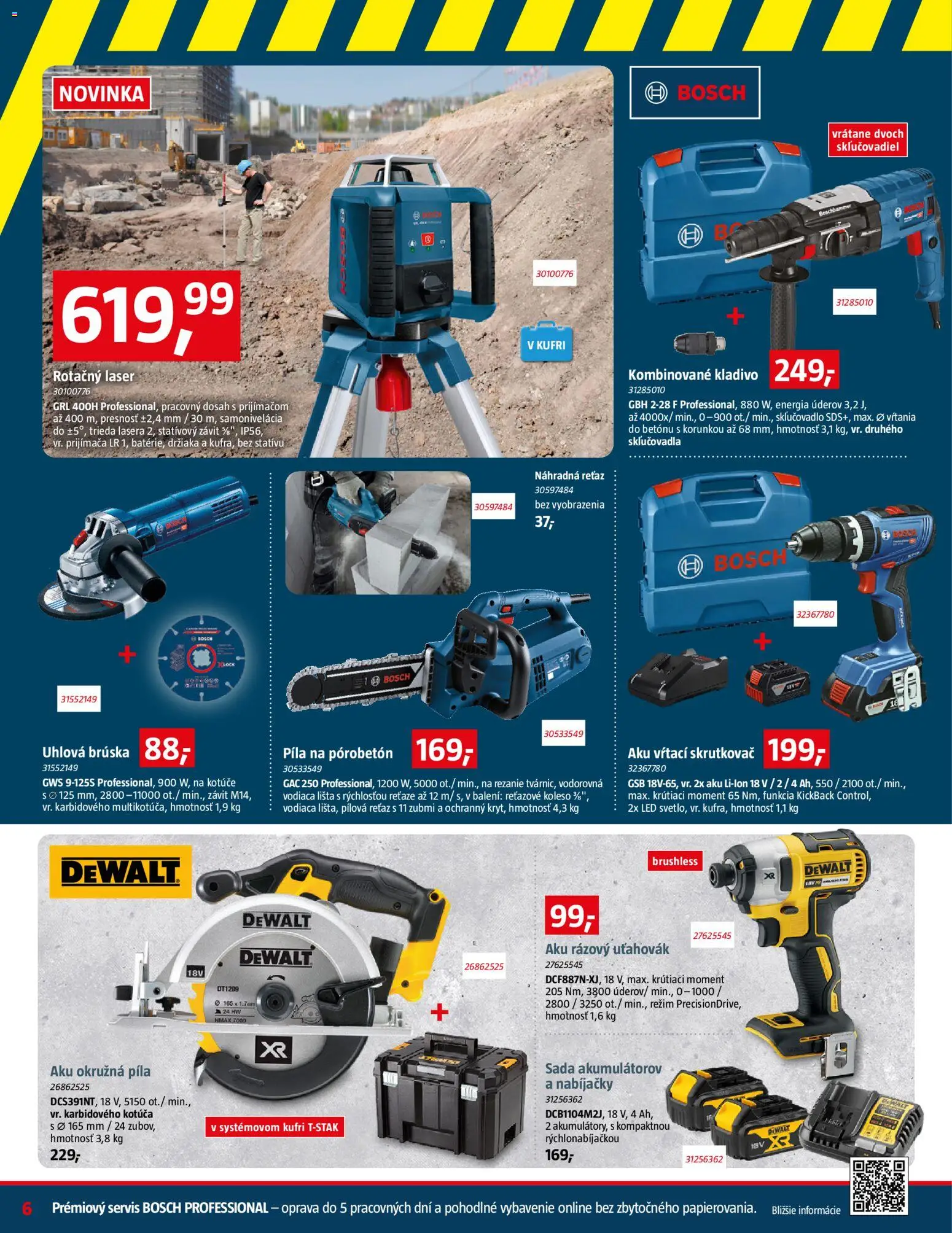 Nové Bauhaus akcie – leták je platný od 03.08.2026 | Strana: 6 | Produkty: Laser, Skrutkovač, Píla, Dewalt aku