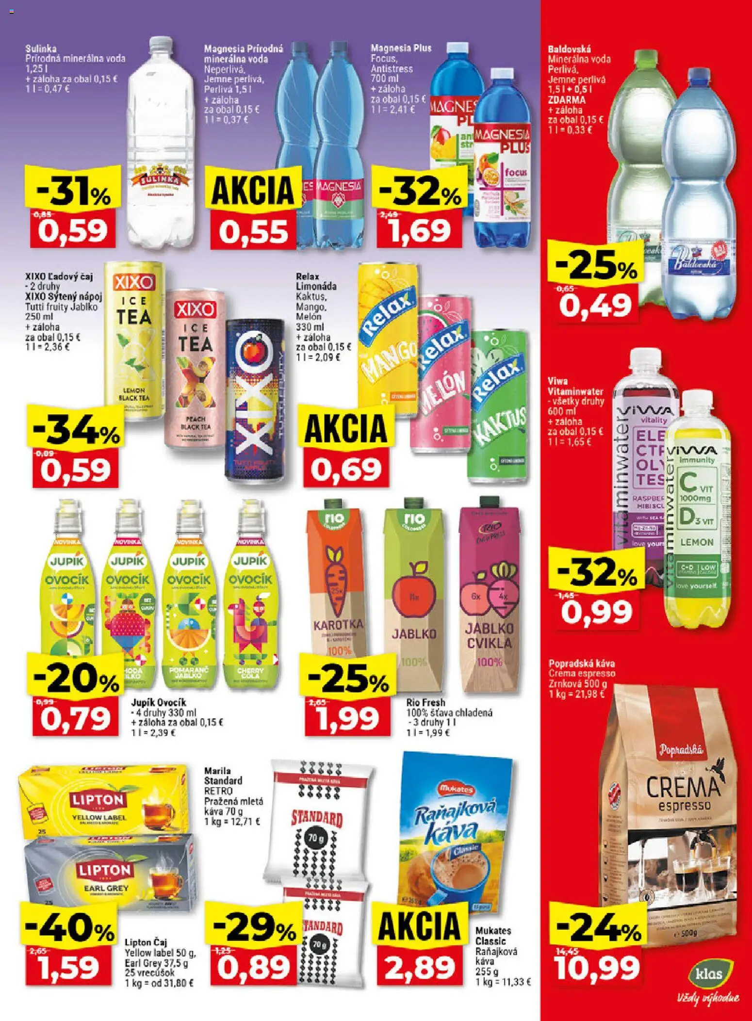 Nové Klas akcie – leták je platný od 05.10.2026 | Strana: 22 | Produkty: Čaj, Voda, Šťava, Limonáda
