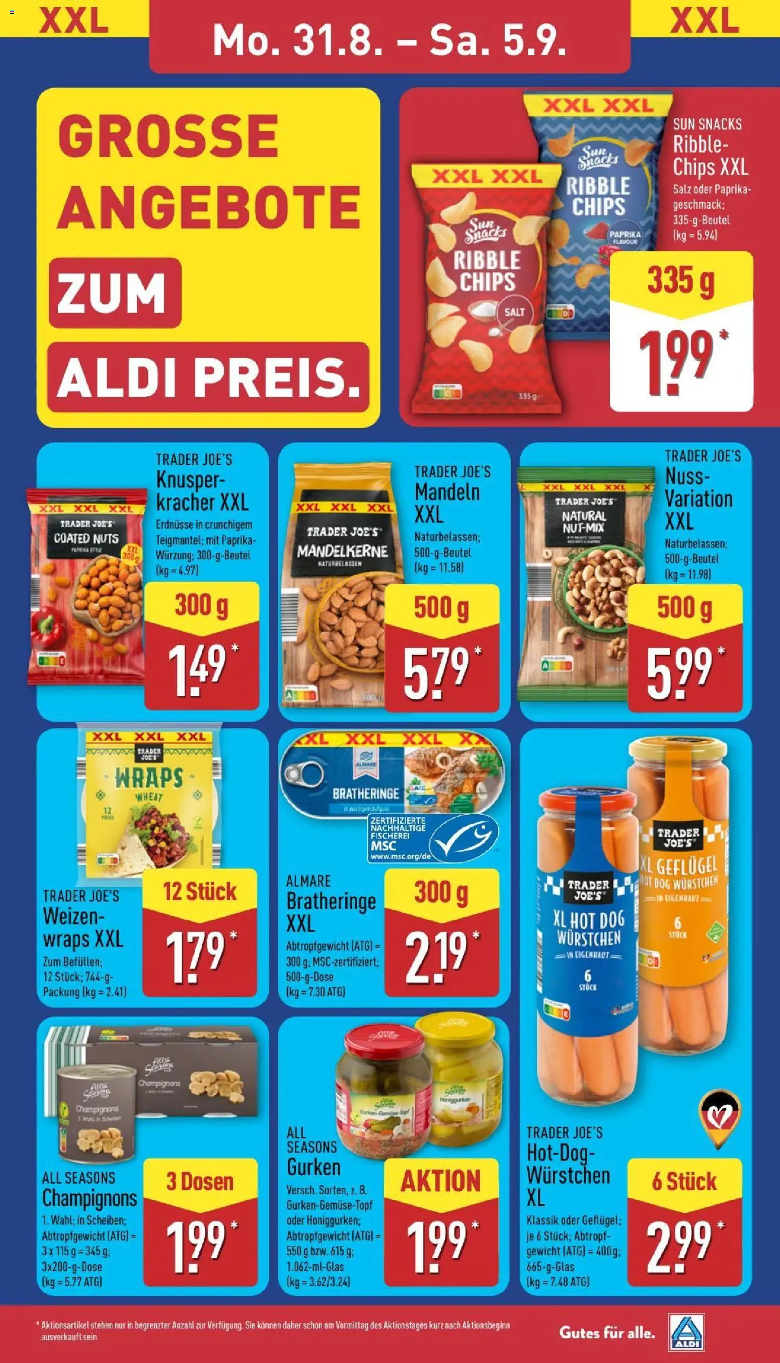 Aldi Prospekt – gültig ab 31.08.2026 | Seite: 13 | Produkte: Erdnüsse, Mandeln, Salz, Gurken