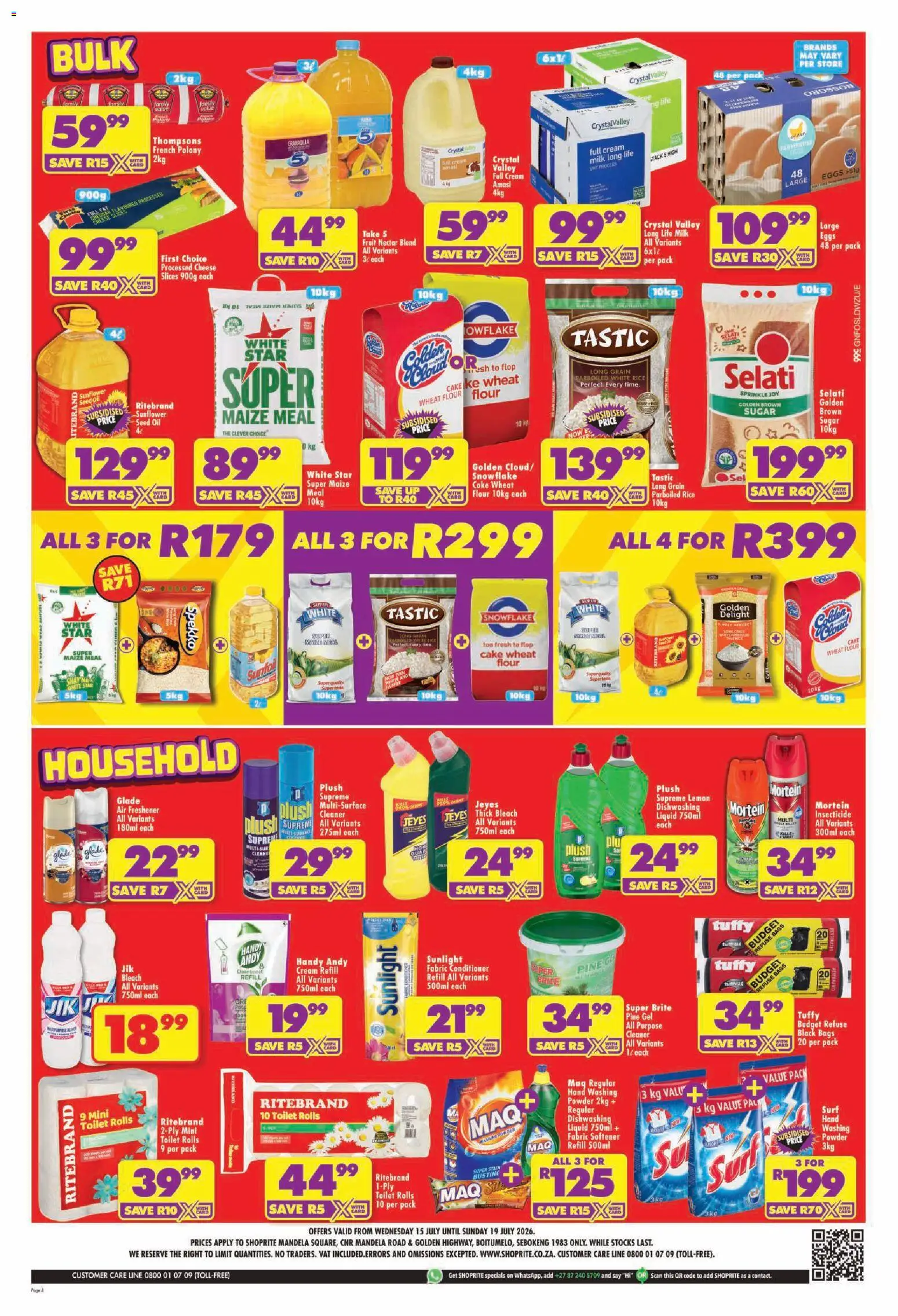 New Shoprite catalogue – valid from 15/07/2026 | Page: 8 | Products: Toilet, Oil, Rice, Refuse bags