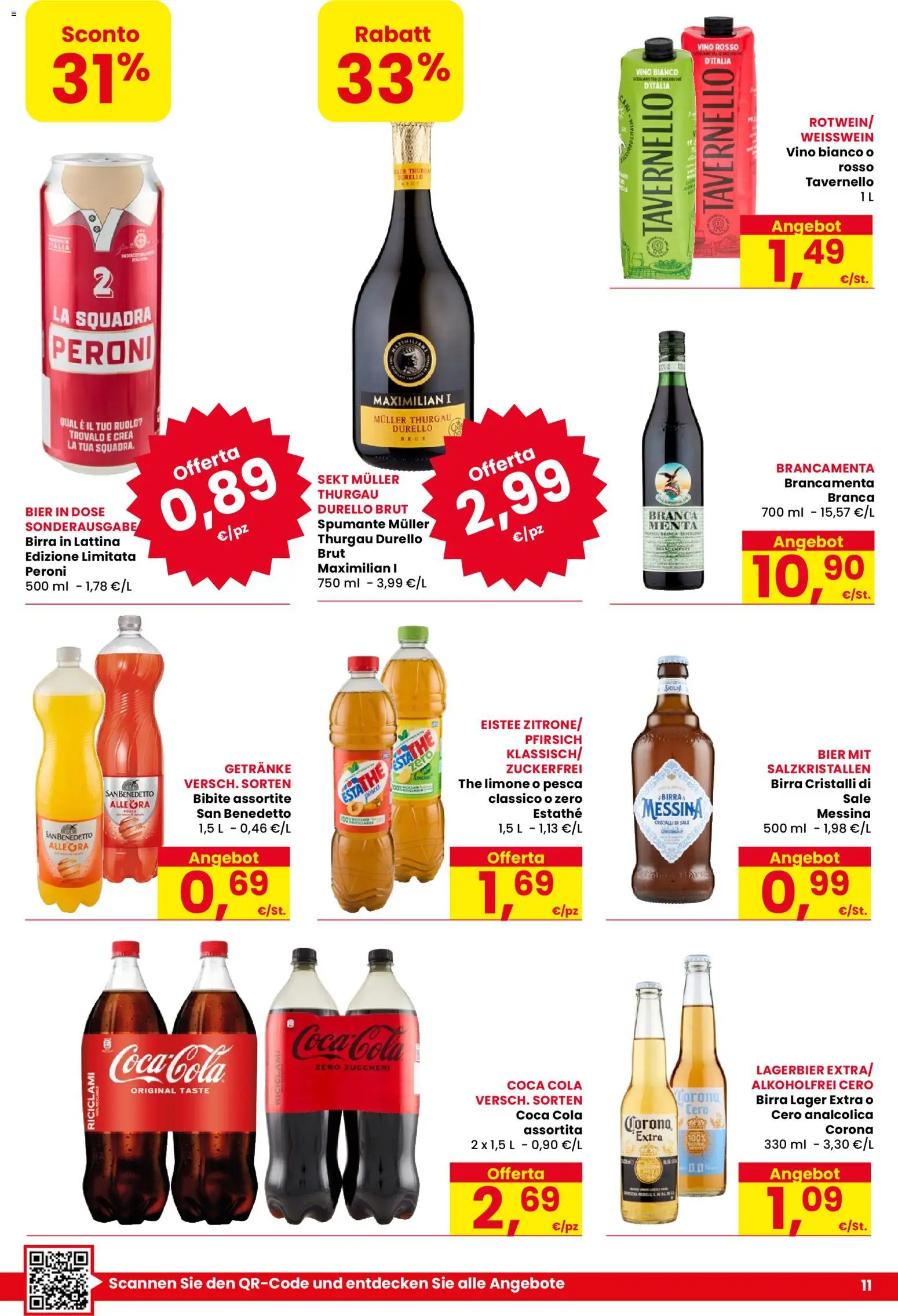 Volantino Despar del 09/07/2026 | Pagina: 11 | Prodotti: Birra, Sale, Bibite, Vino bianco