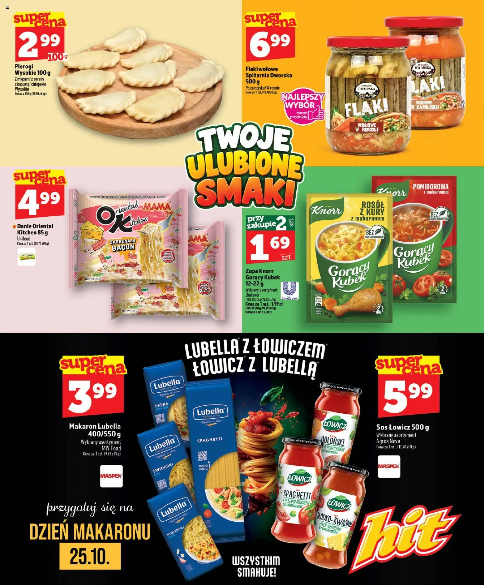 Topaz gazetka od 22.10.2026 | Strona: 35 | Produkty: Spaghetti, Pierogi, Flaki wołowe, Makaron
