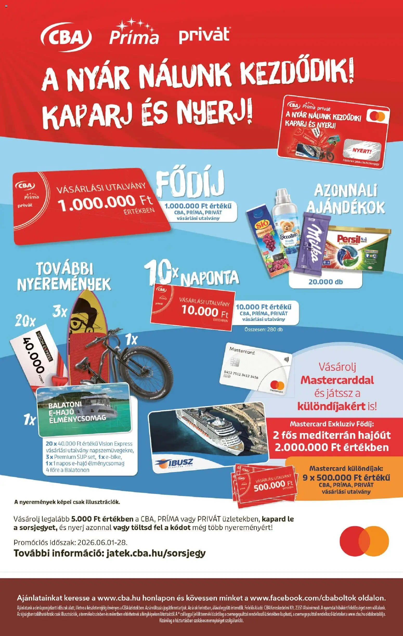 CBA akciós ujság - amely érvényes a következő dátumtól: 11.06.2026 | Oldal: 8 | Termékek: Coccolino, Szőlő, Persil