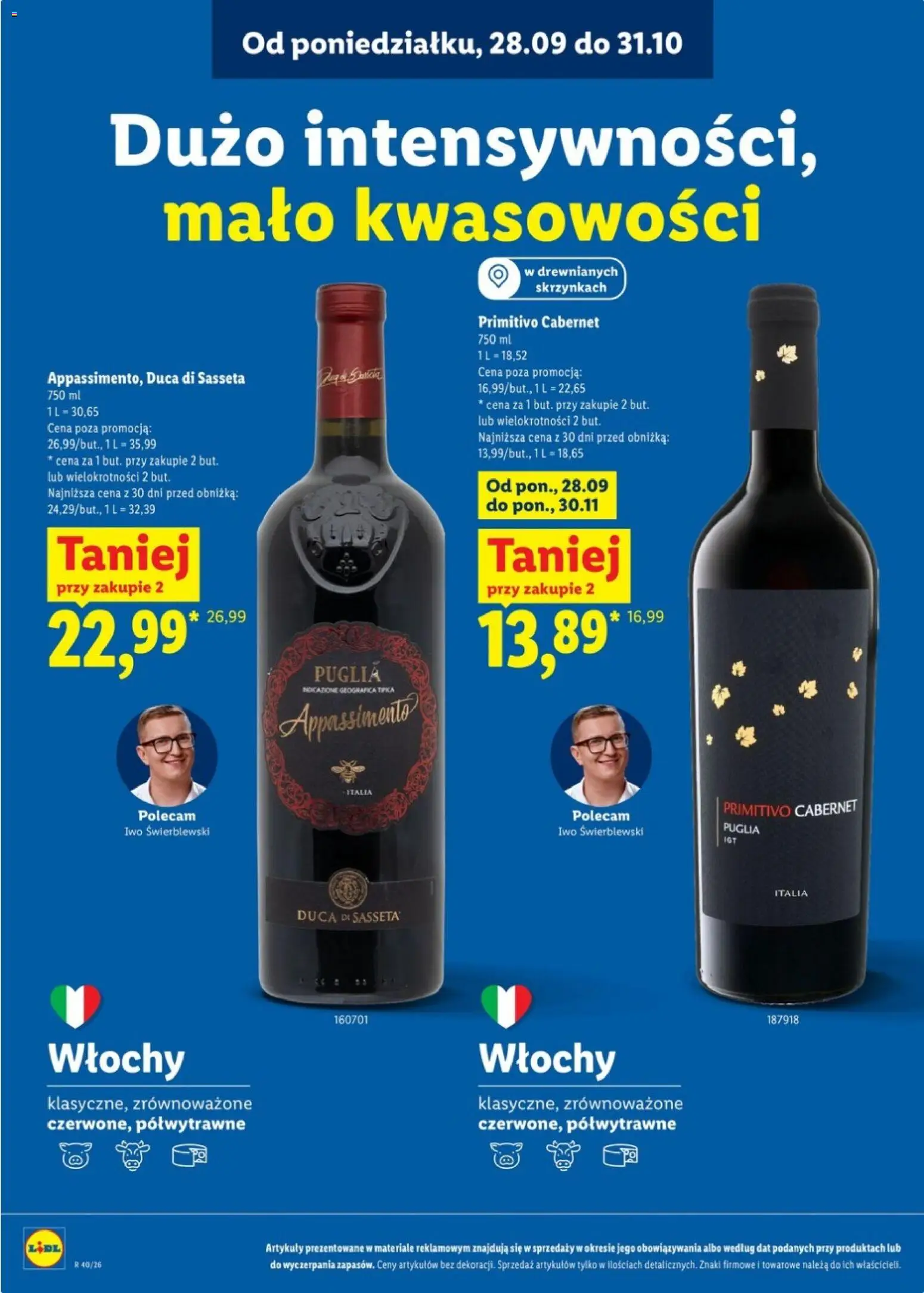Lidl Katalog karta win od 28.09.2026 | Strona: 10 | Produkty: Czerwone wino, Primitivo, Wino