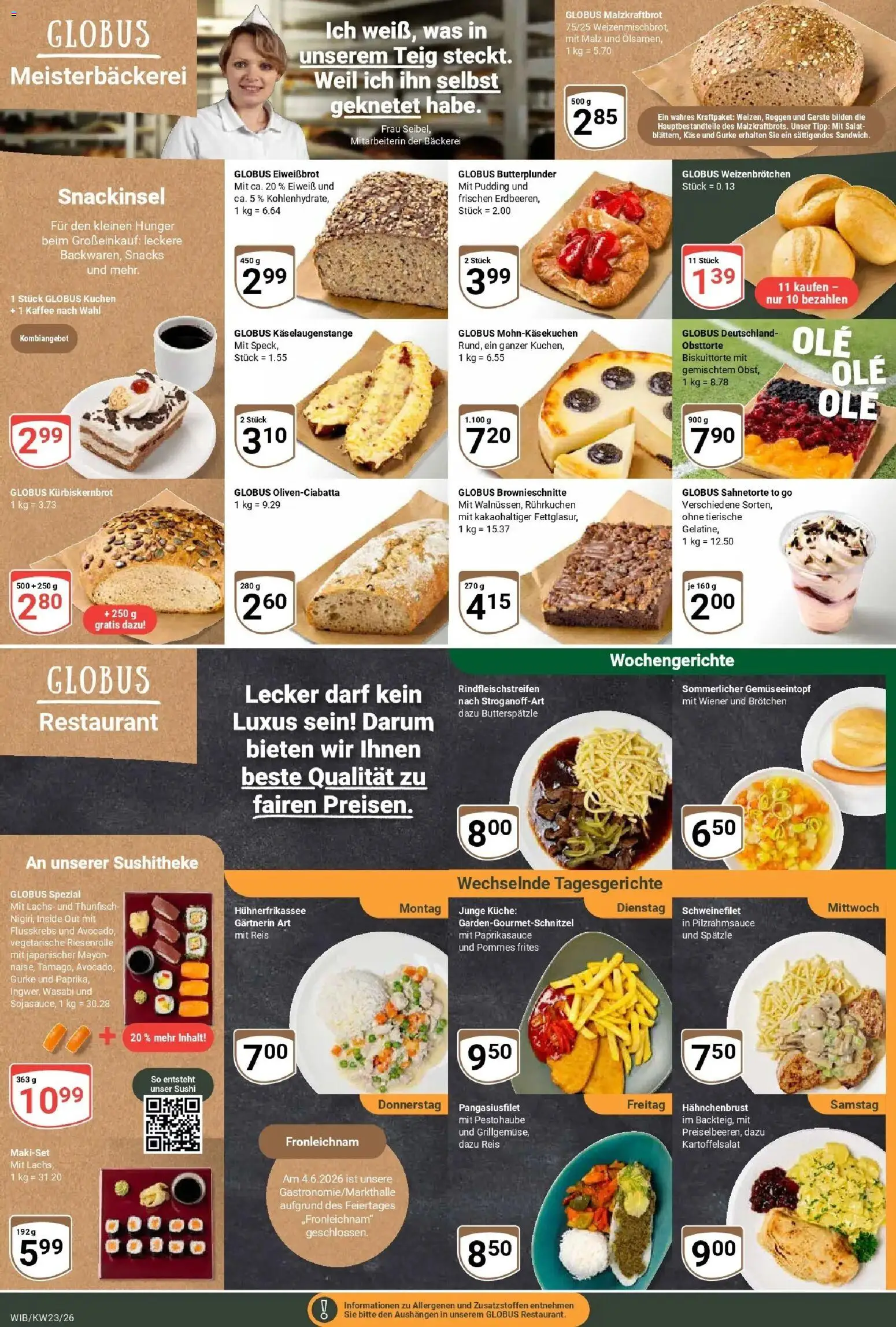 Globus Prospekt Wiesbaden-Nordenstadt – gültig ab 01.06.2026 | Seite: 7 | Produkte: Bäckerei, Pommes frites, Pudding, Kuchen