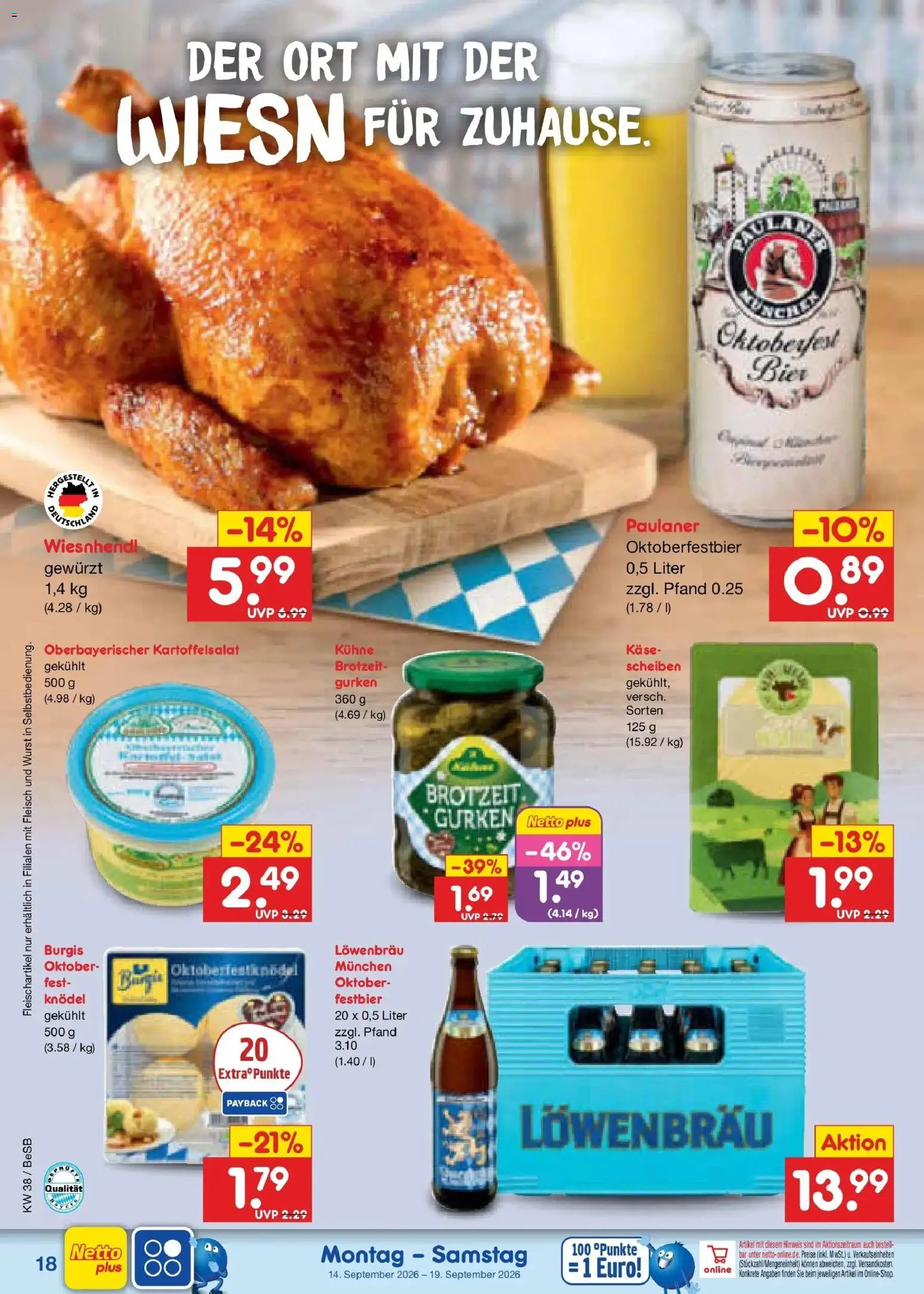 Netto Marken-Discount Prospekt Berlin-Prenzlauer Berg – gültig ab 14.09.2026 | Seite: 28 | Produkte: Käse, Bier, Wurst, Paulaner