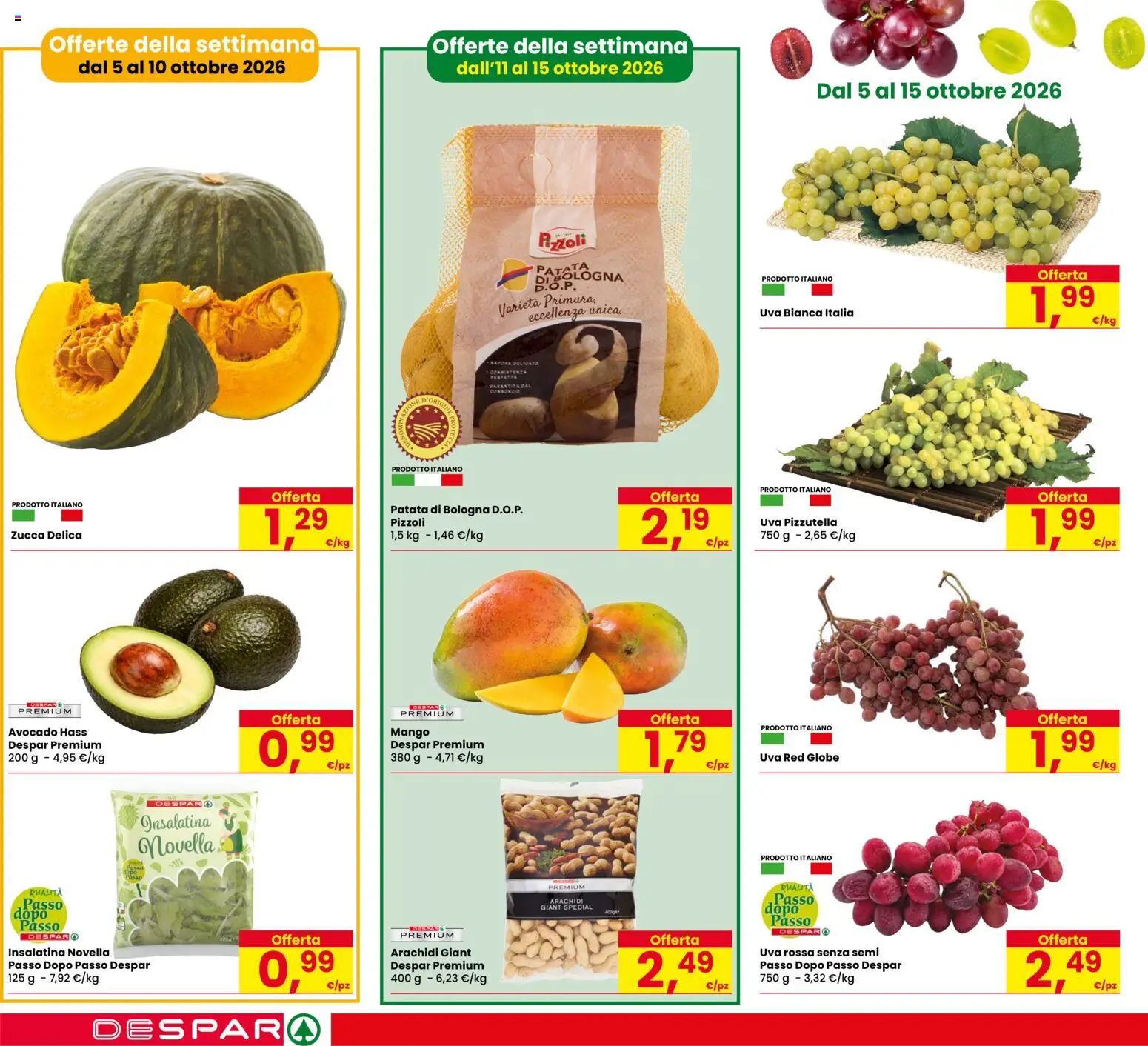 Volantino Despar del 06/10/2026 | Pagina: 8 | Prodotti: Avocado, Mango, Zucca, Arachidi