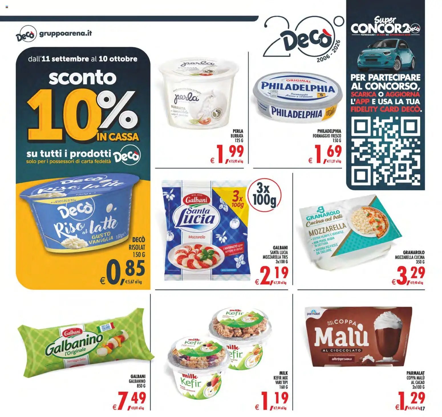 Volantino Decò del 22/09/2026 | Pagina: 17 | Prodotti: Riso, Latte, Formaggio fresco, Burrata