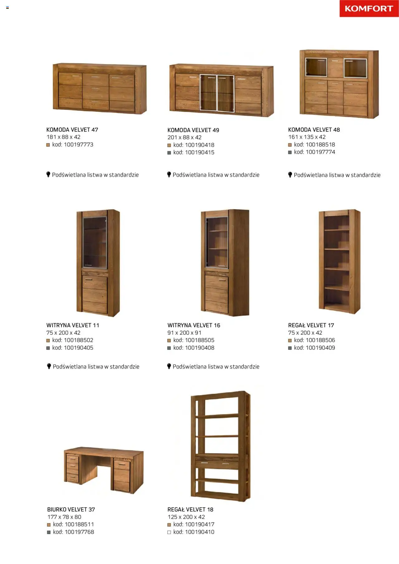 Komfort Gazetka - Katalog Meble od 01.09.2024 | Strona: 25 | Produkty: Komoda, Biurko, Witryna, Regał