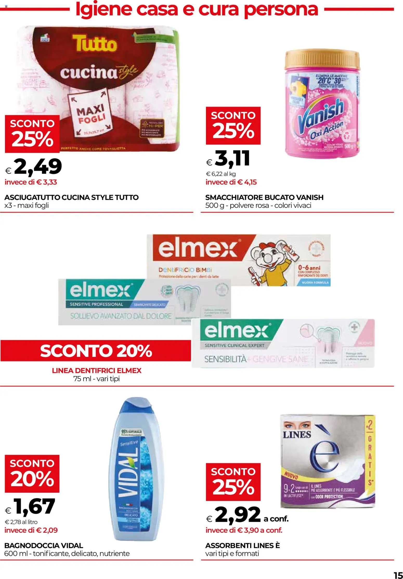 Volantino COOP del 03/09/2026 | Pagina: 15 | Prodotti: Smacchiatore, Latte, Assorbenti, Asciugatutto