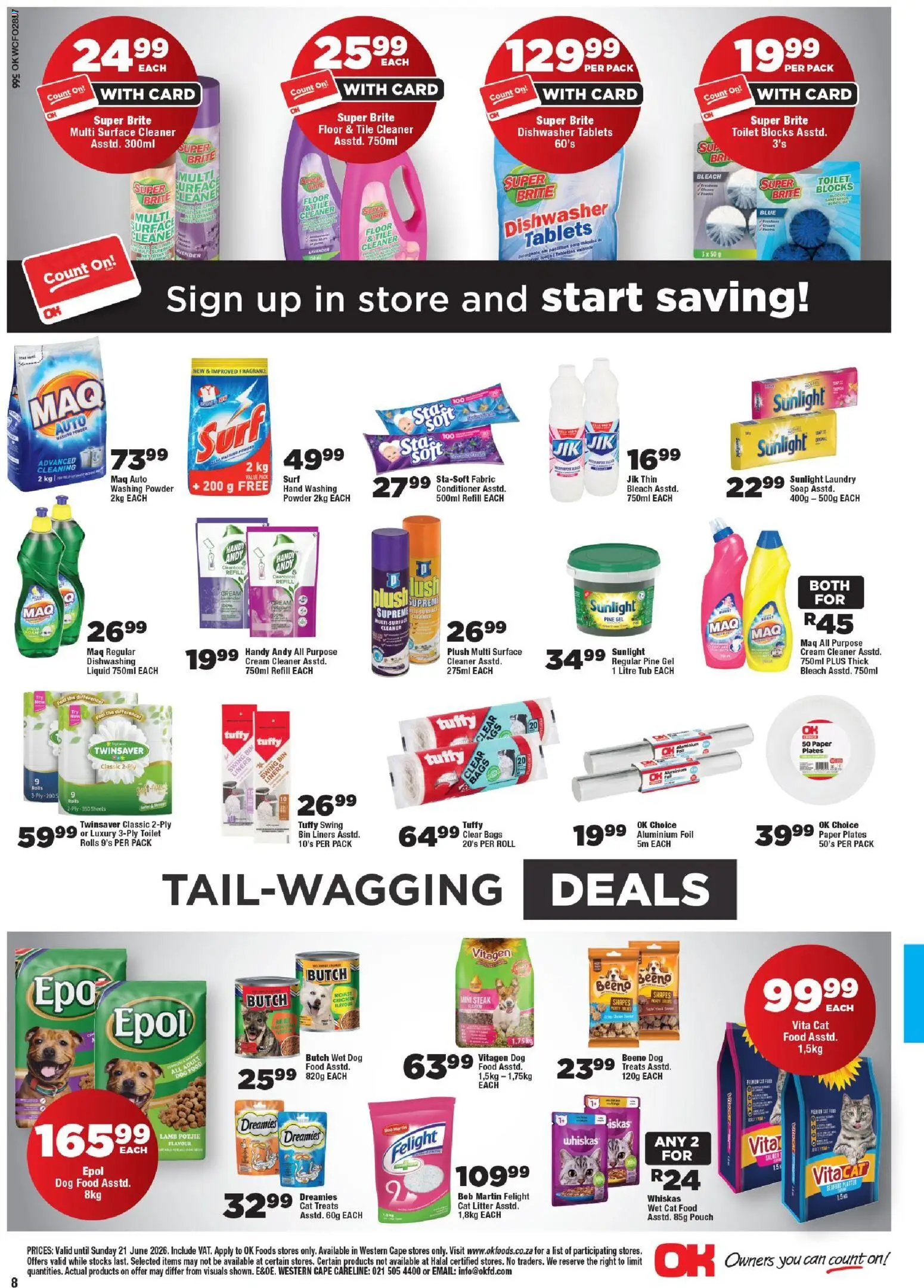 New OK Foods catalogue – valid from 10.06.2026 | Page: 8 | Products: Toilet, Conditioner, Washing powder, Paper