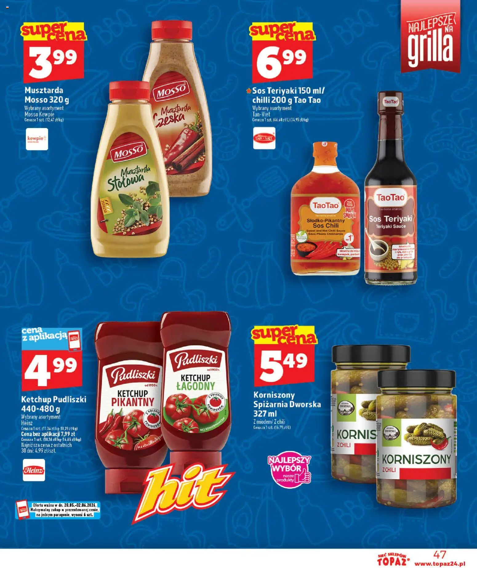 Topaz gazetka - Otwarcie Stoczek Łukowski od 30.05.2026 | Strona: 47 | Produkty: Chili, Sos teriyaki, Musztarda, Sos