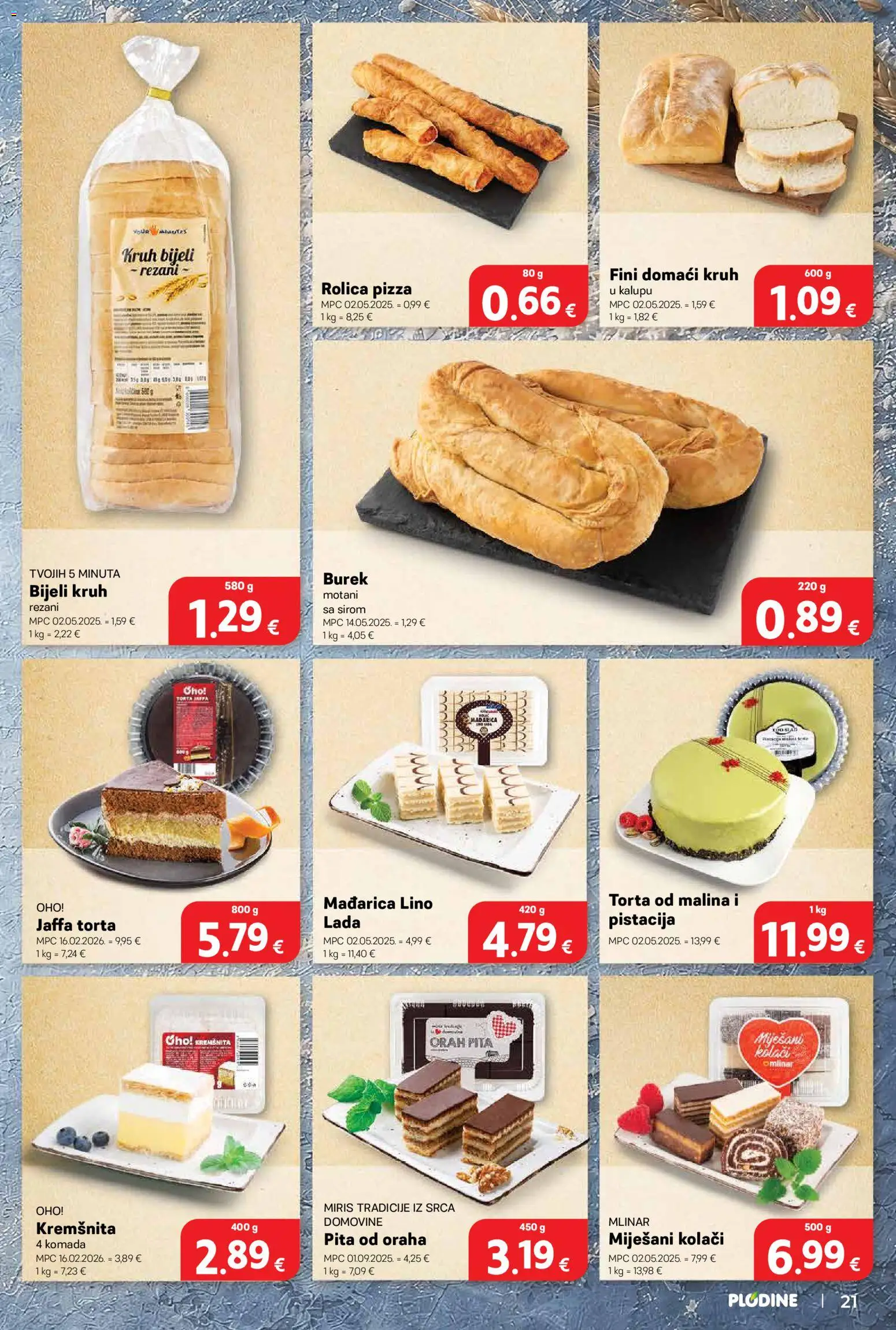 Plodine katalog | vrijedi od 17.06.2026 | Stranica: 21 | Proizvodi: Miris, Pizza, Burek, Torta