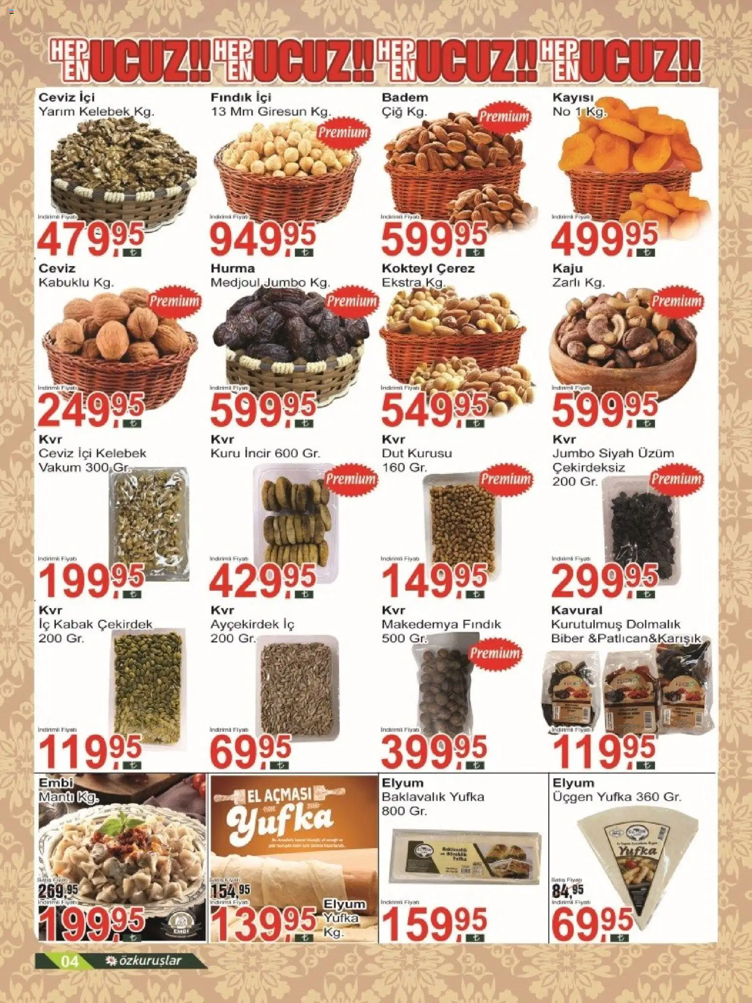 Özkuruşlar Katalog - 21.05.2026 tarihinden itibaren geçerlidir | Sayfa: 4 | Ürünler: Kabak, Fındık, Biber, Dut