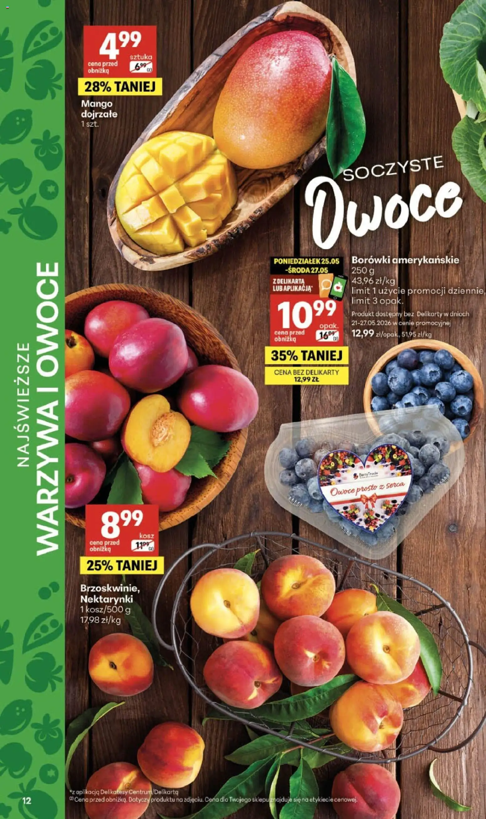 Delikatesy Centrum gazetka od 21.05.2026 | Strona: 12 | Produkty: Mango, Delikatesy, Kosz, Warzywa