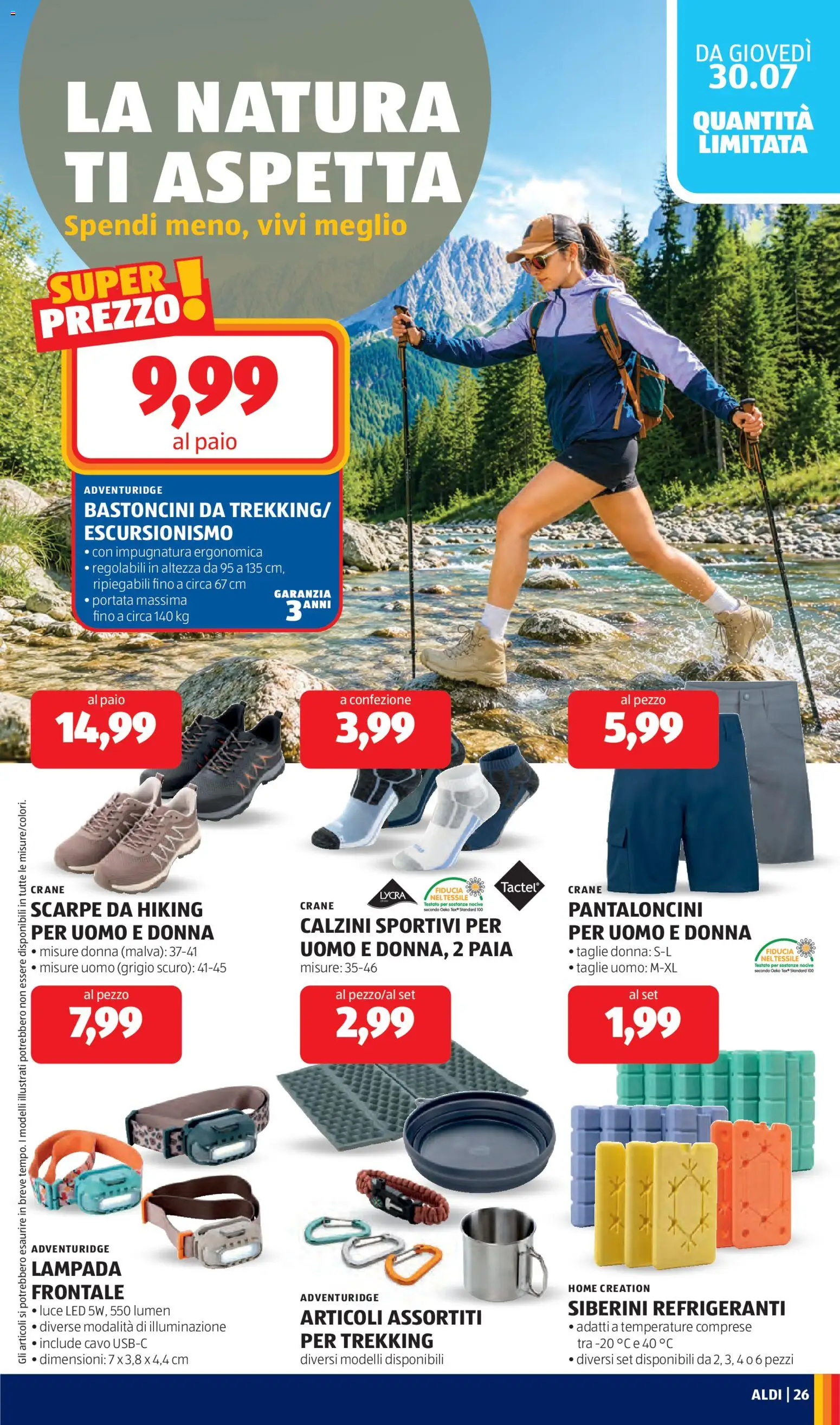 Volantino Aldi del 27/07/2026 | Pagina: 27 | Prodotti: Calzini, Scarpe, Cavo, Lampada