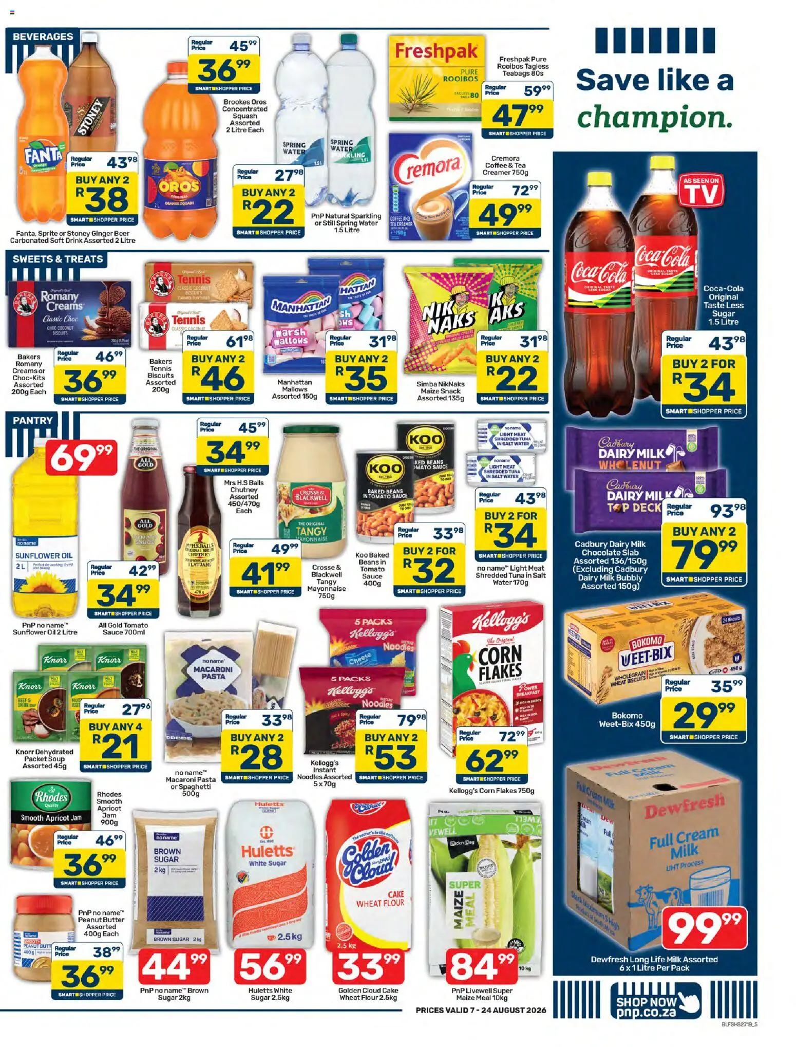 New Pick n Pay catalogue – valid from 07/08/2026 | Page: 5 | Products: Jam, Baked beans, Water, Mayonnaise