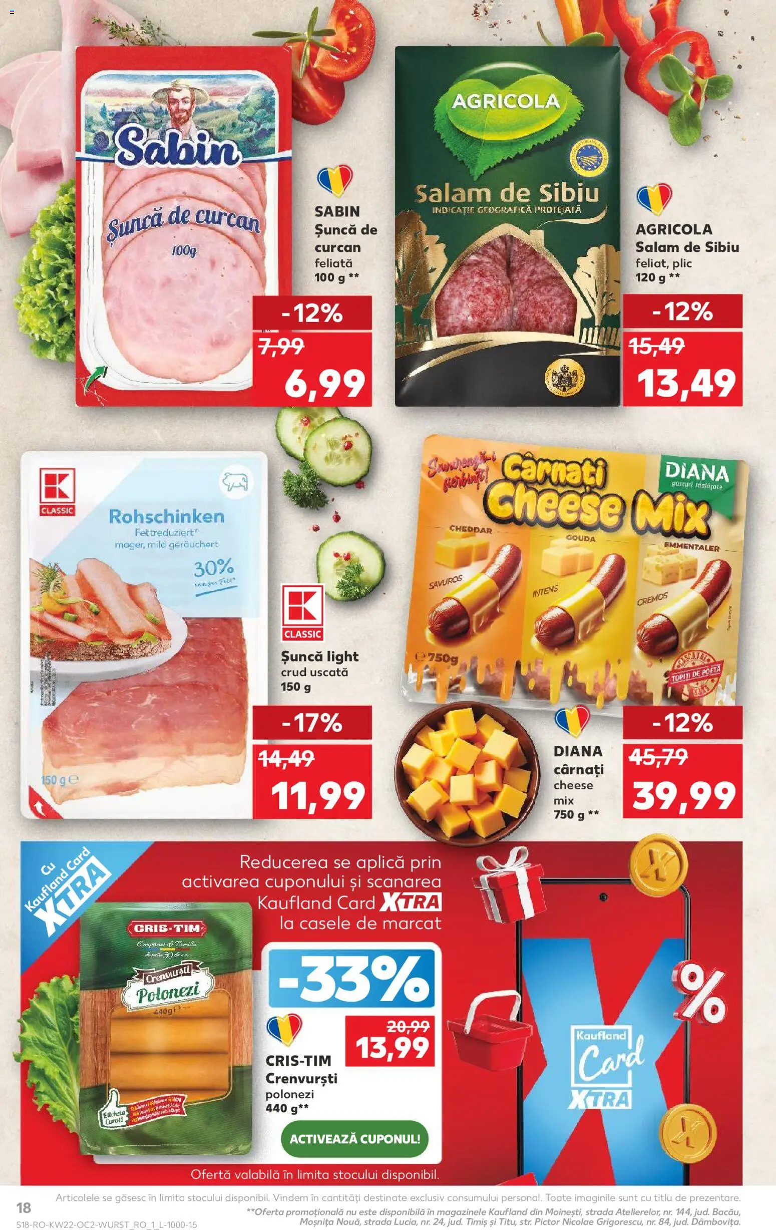 Kaufland RO akciós ujság - amely érvényes a következő dátumtól: 27.05.2026 | Oldal: 18 | Termékek: Gouda, Cheddar