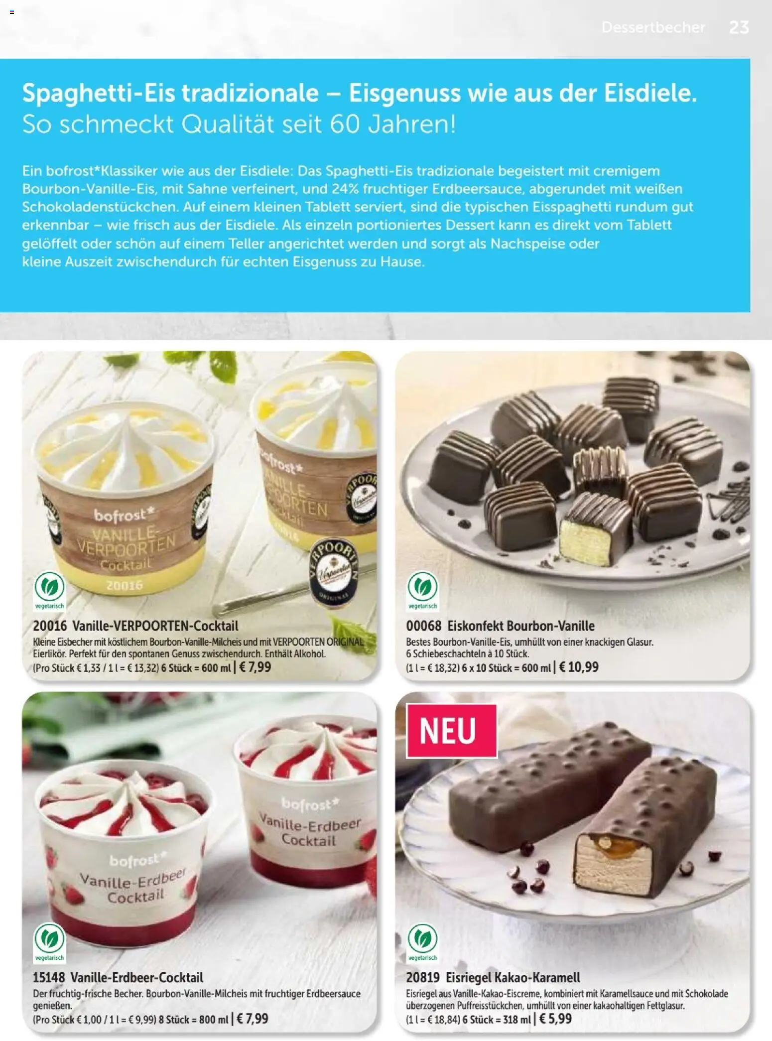 Bofrost Katalog – gültig ab 07.09.2026 | Seite: 23 | Produkte: Schokolade, Vanille, Sahne