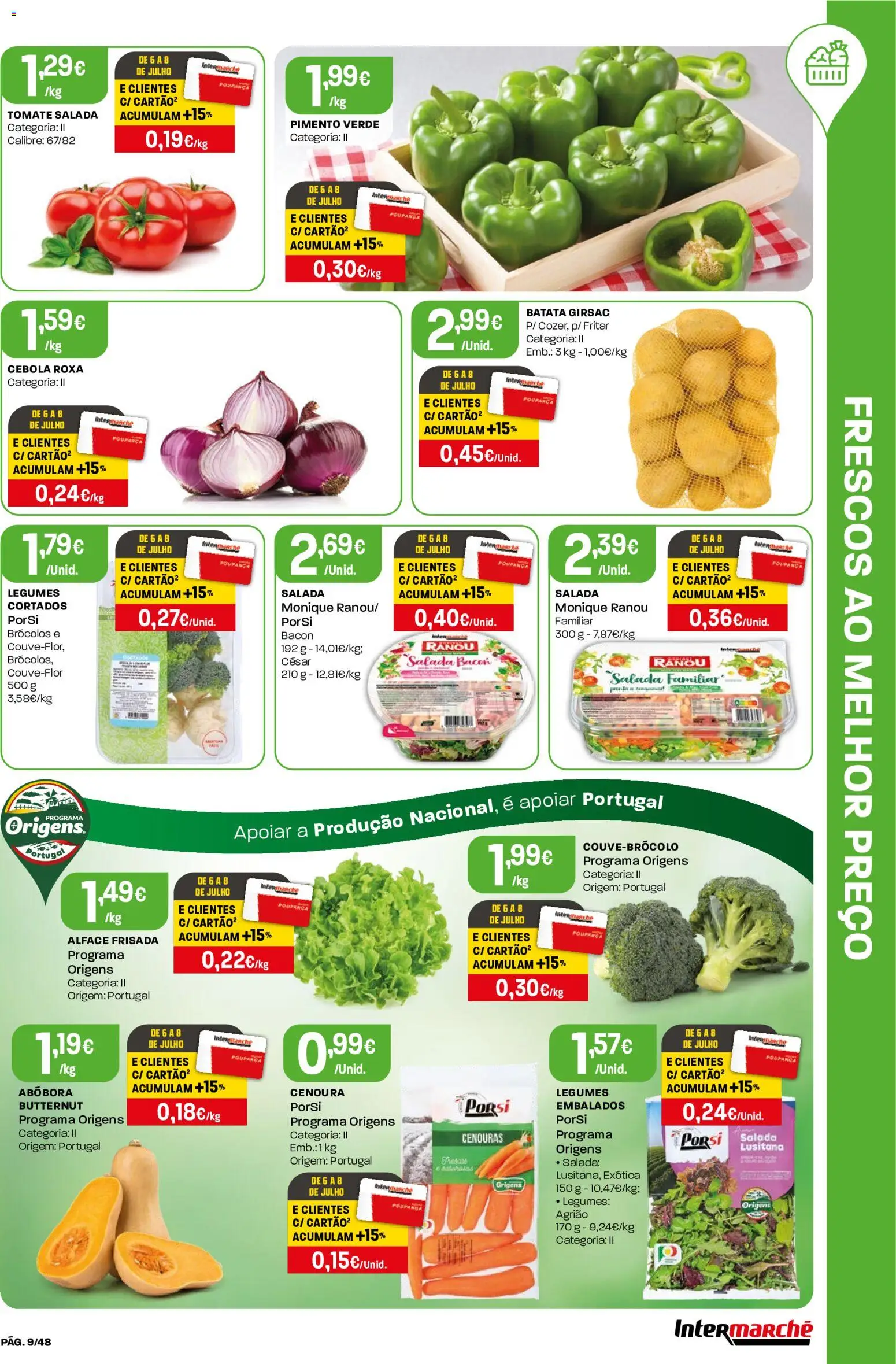 Intermarché folheto │ válido de 02/07/2026 | Página: 9 | Produtos: Batata, Bacon, Abóbora, Cenoura