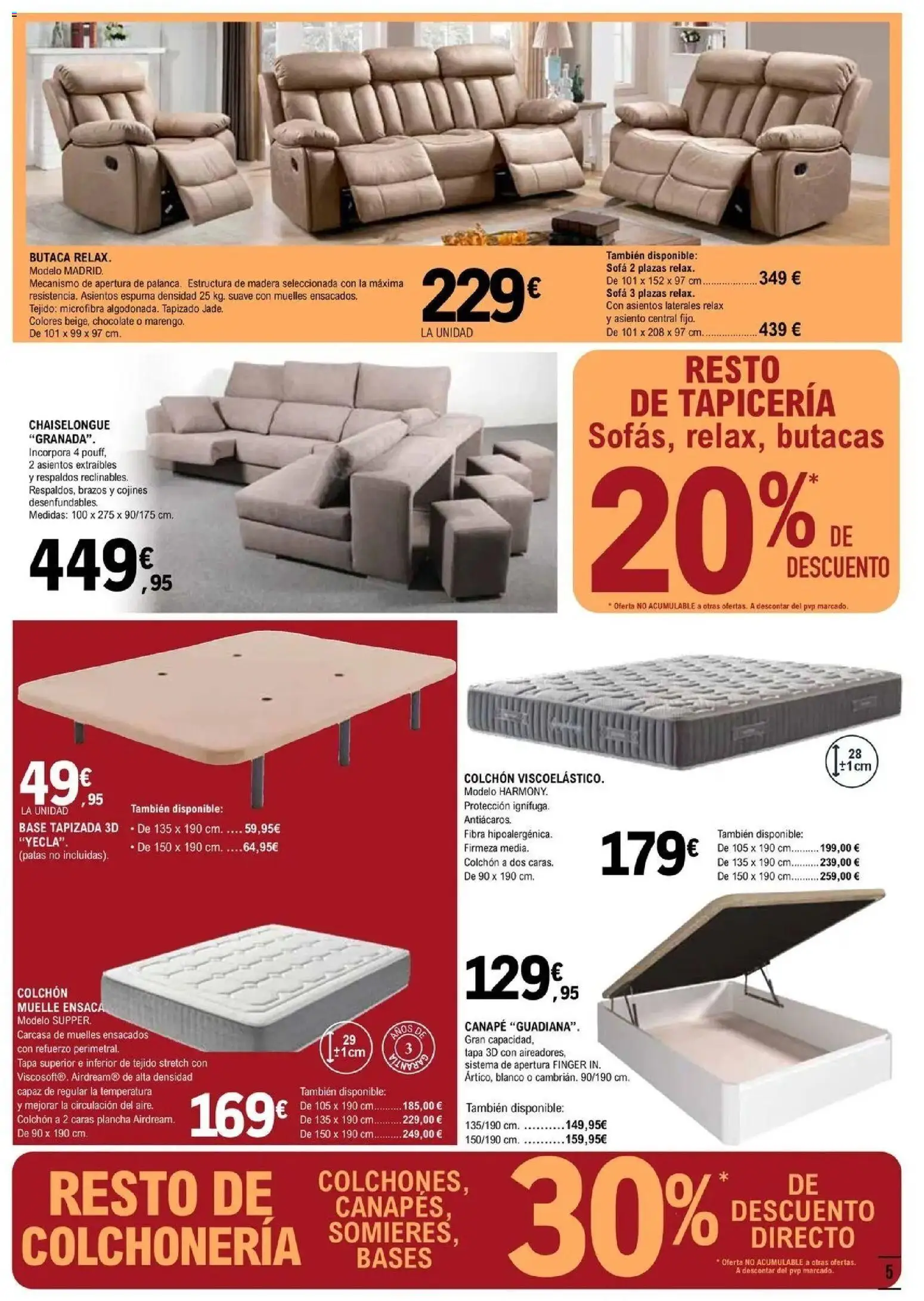 E.Leclerc Prepárate para el invierno 14/10/2026 - 31/10/2026 | Página: 5 | Productos: Chocolate, Espuma, Colchon, Plancha