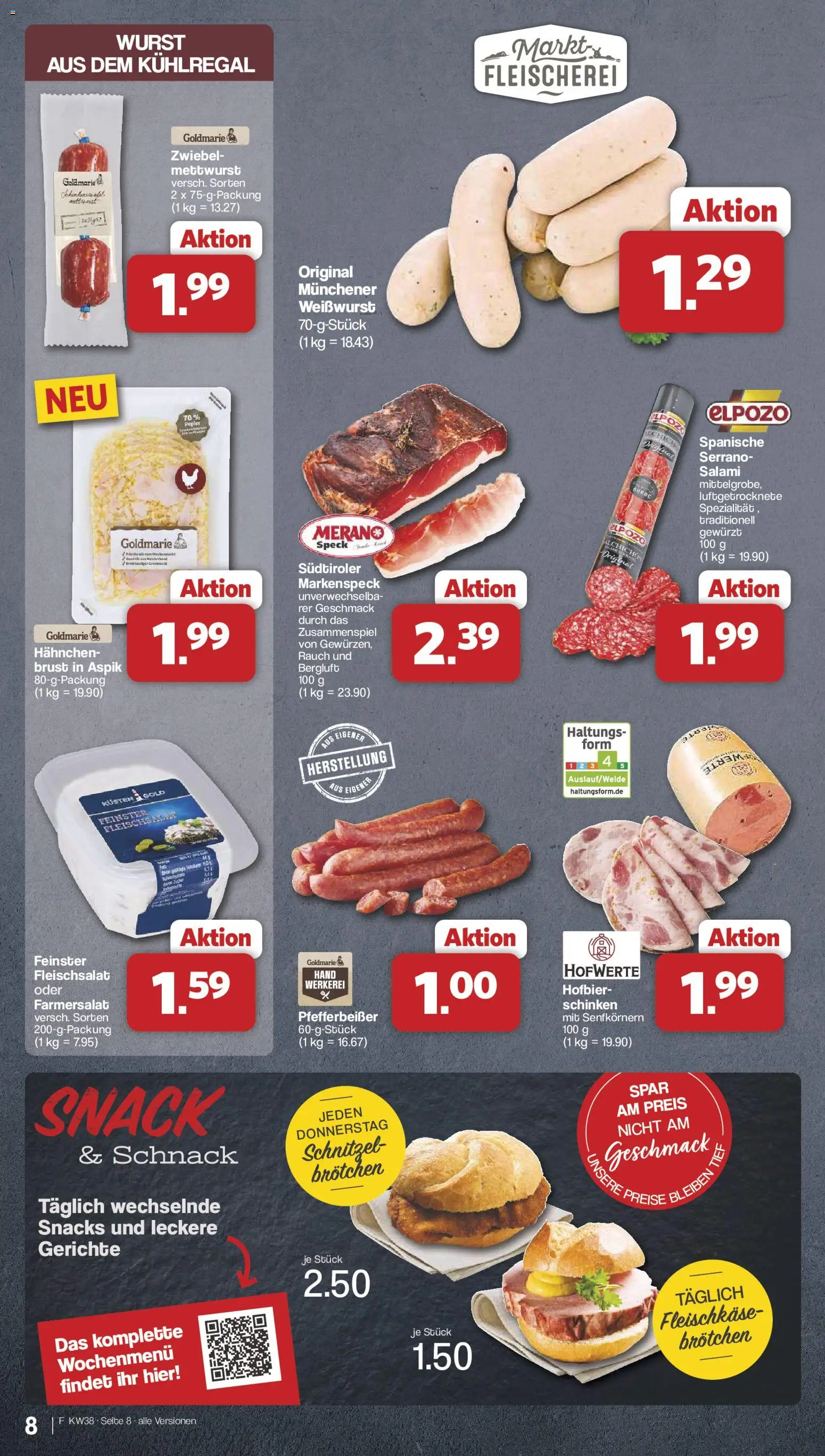 Famila Nordwest Prospekt – gültig ab 14.09.2026 | Seite: 8 | Produkte: Hahnchen, Schnitzel, Salami, Schinken