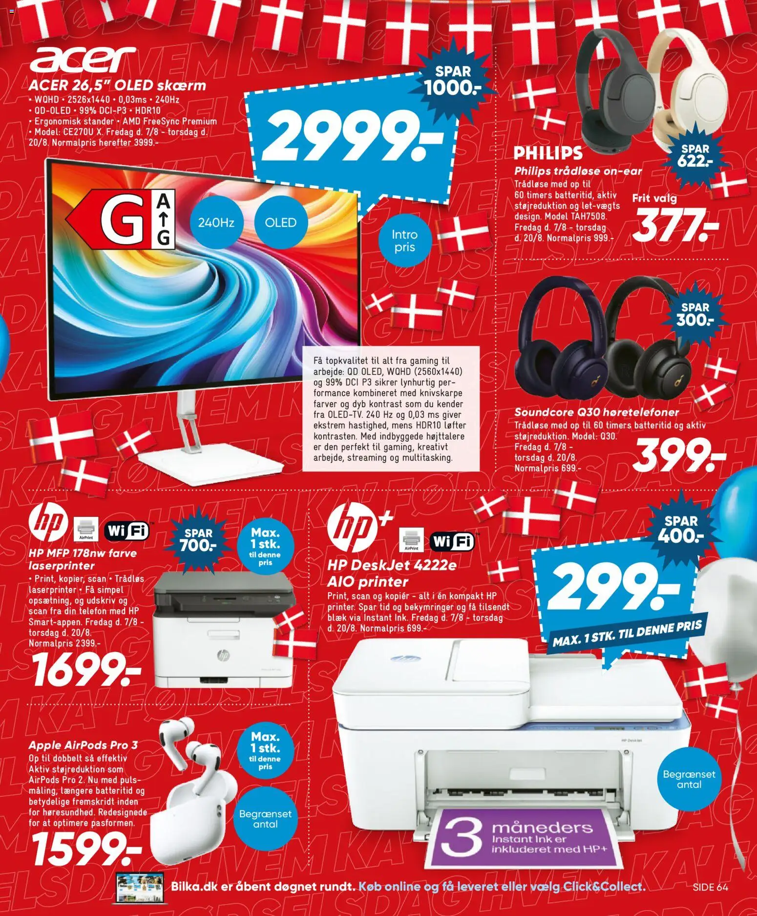 Bilka tilbudsavis – gyldig fra 07/08/2026 | Side: 19 | Produkter: Telefon, Printer, Høretelefoner, Søm