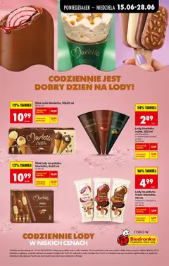 Pogląd oferty "Lody Marletto rożek, 120 ml, Lody Marletto rożek, 120 ml: czekoladowe, truskawkowe, orzech włoski" - ważna od 15.06.2026 | Strona: 25 | Produkty: Lody na patyku, Lody Marletto, Lody, Mini rożki
