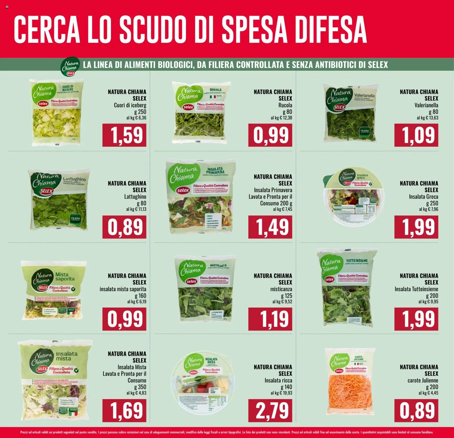 Volantino Famila del 08/10/2026 | Pagina: 2 | Prodotti: Misticanza, Rucola, Insalata, Carote