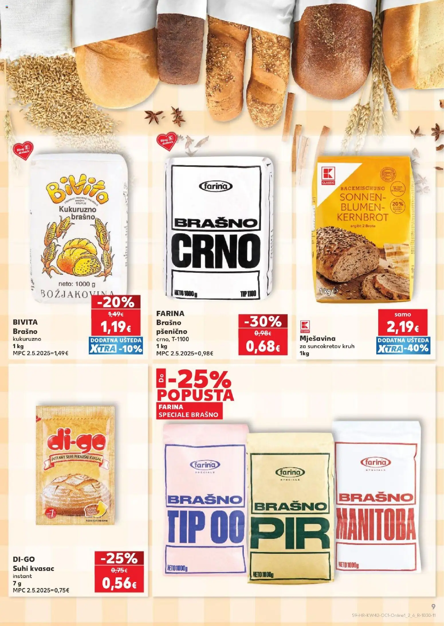 Kaufland katalog | vrijedi od 14.10.2026 | Stranica: 9 | Proizvodi: Kruh, Brašno, Kvasac