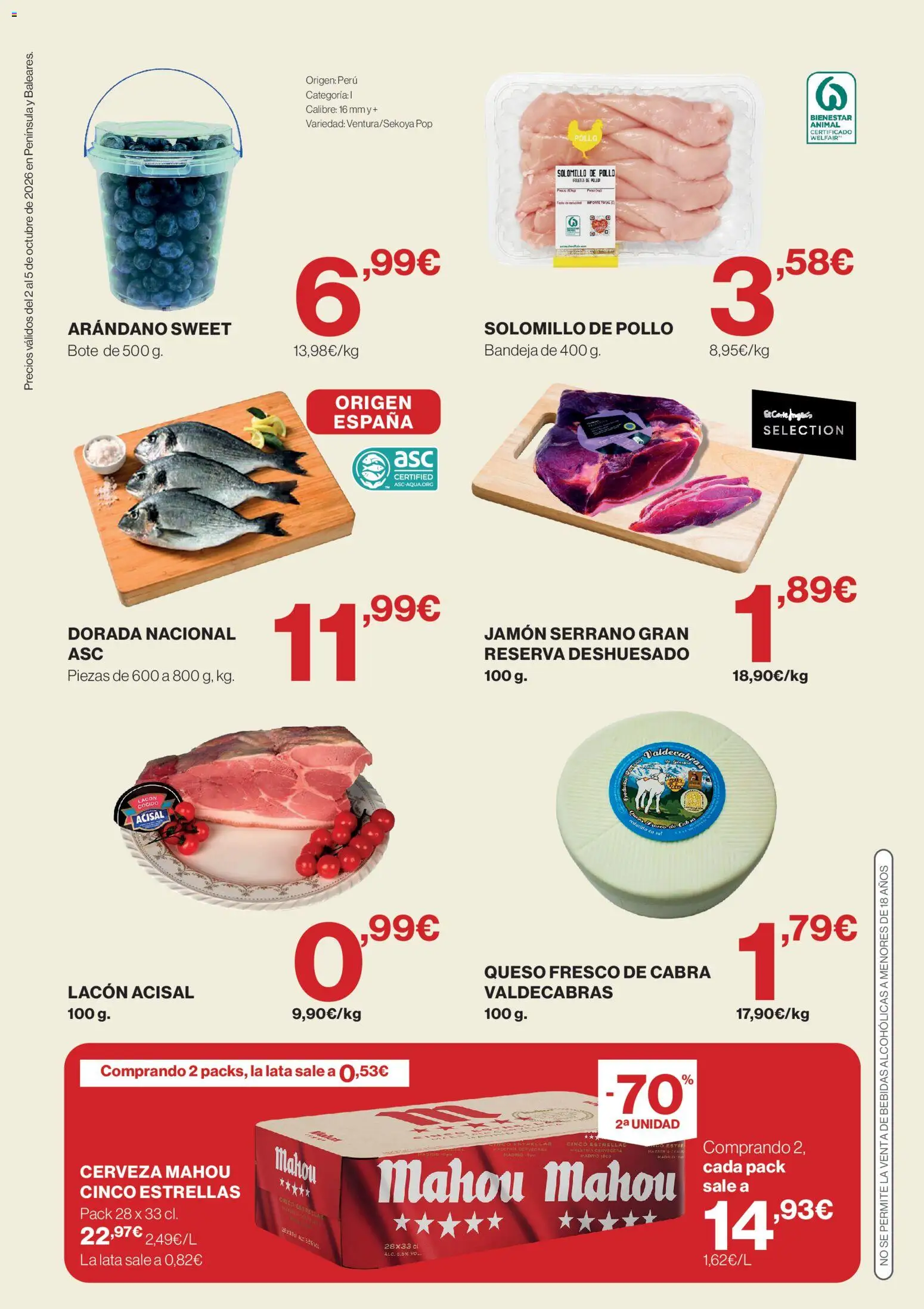 Supercor Península y Baleares │ válido desde el 02/10/2026 | Página: 2 | Productos: Jamón, Cerveza, Bebidas, Filetes de pollo