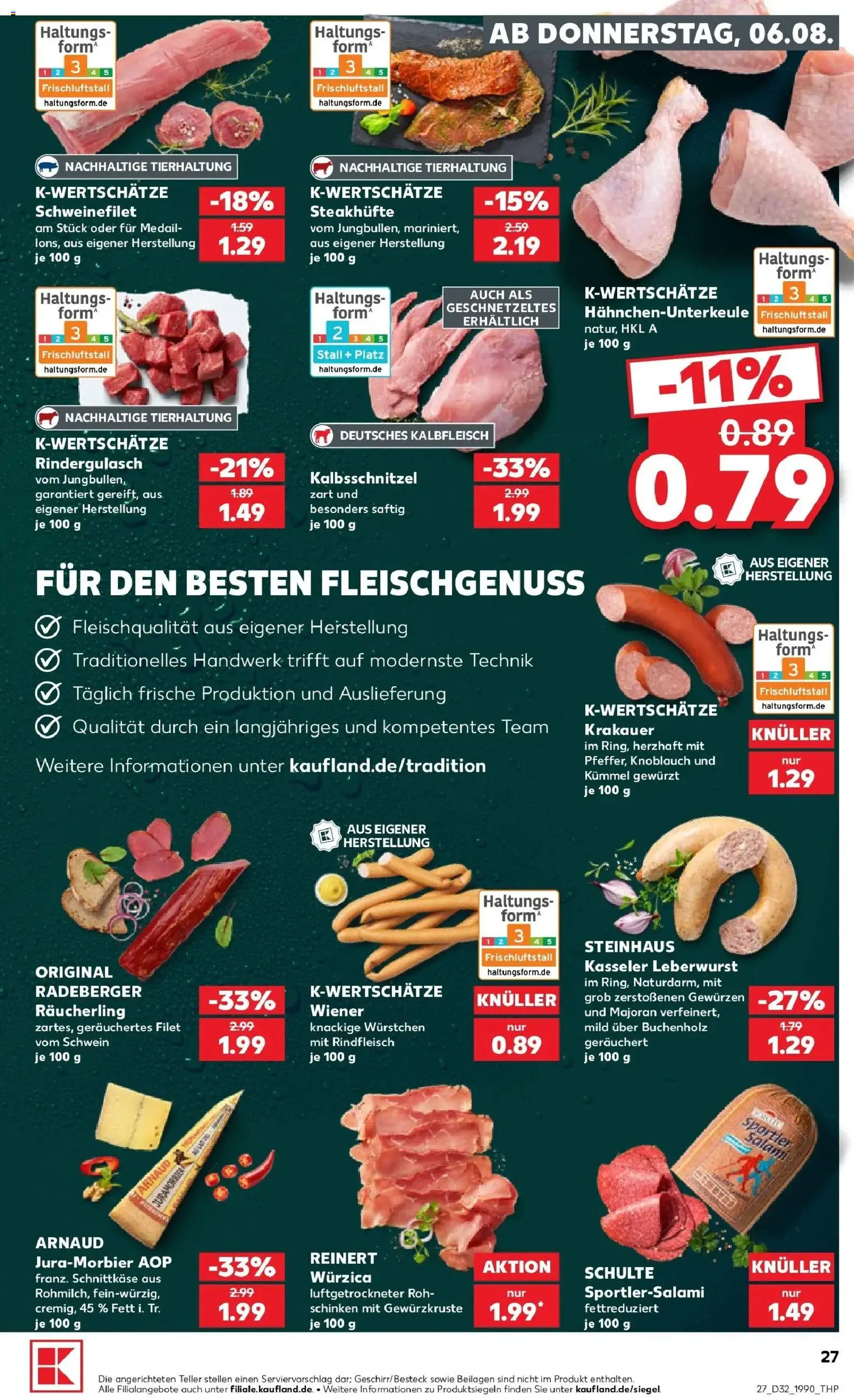 Prospekt Kaufland ab 06.08.2026 » Angebote Online zum Blättern | Seite: 27 | Produkte: Beilagen, Schweinefilet, Salami, Schinken