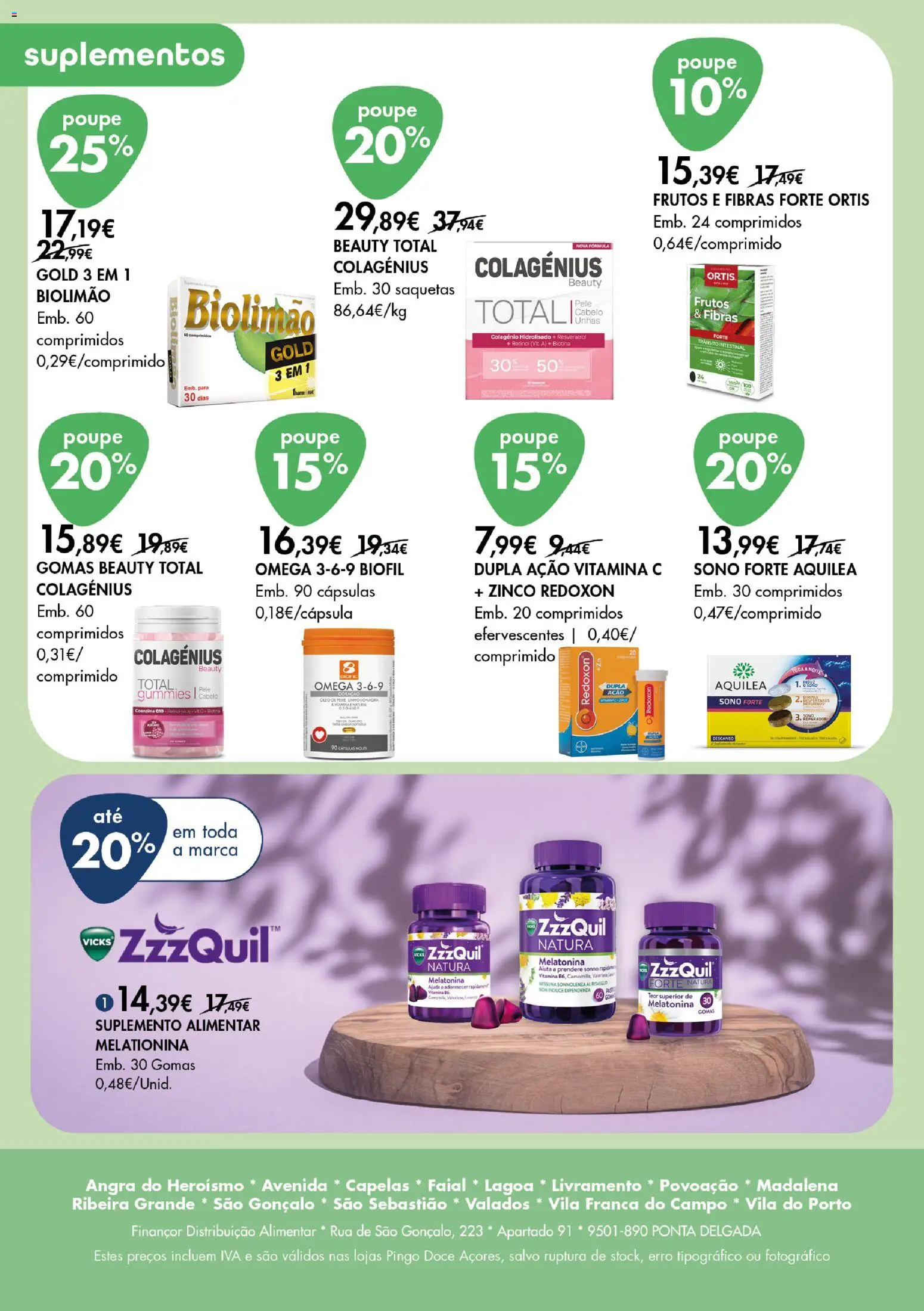 Pingo Doce folheto Bem Estar Especial Beleza Açores │ válido de 24/09/2026 | Página: 4 | Produtos: Comprimidos efervescentes, Óleo, Melatonina, Vitamina c