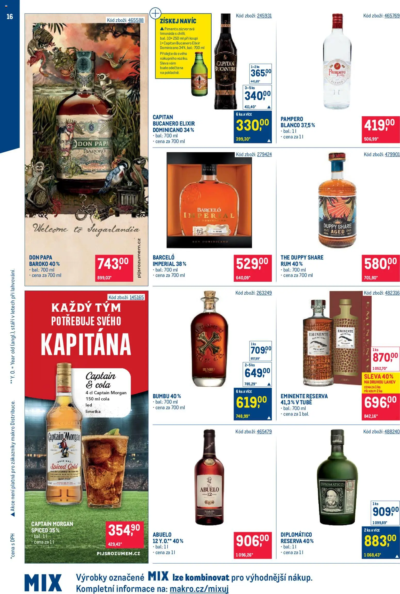 Makro leták - Bar od 22.04.2026 | Strana: 16 | Produkty: Rum, Limonáda, Capitán Bucanero, Láhev