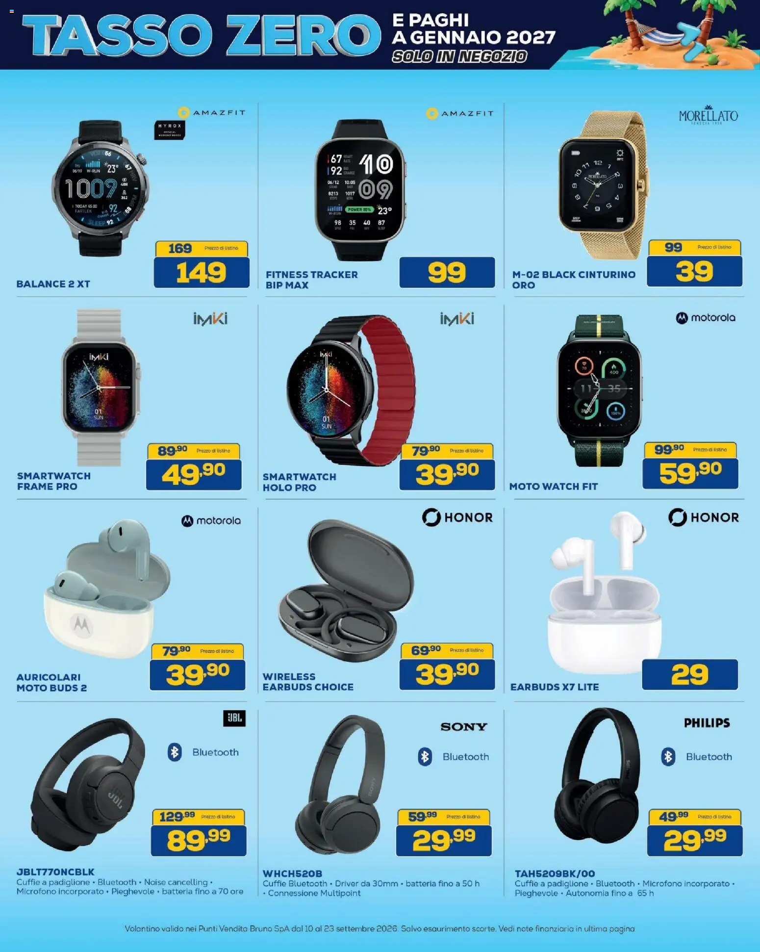 Volantino BRUNO del 10/09/2026 | Pagina: 13 | Prodotti: Cuffie, Microfono, Smartwatch, Batteria