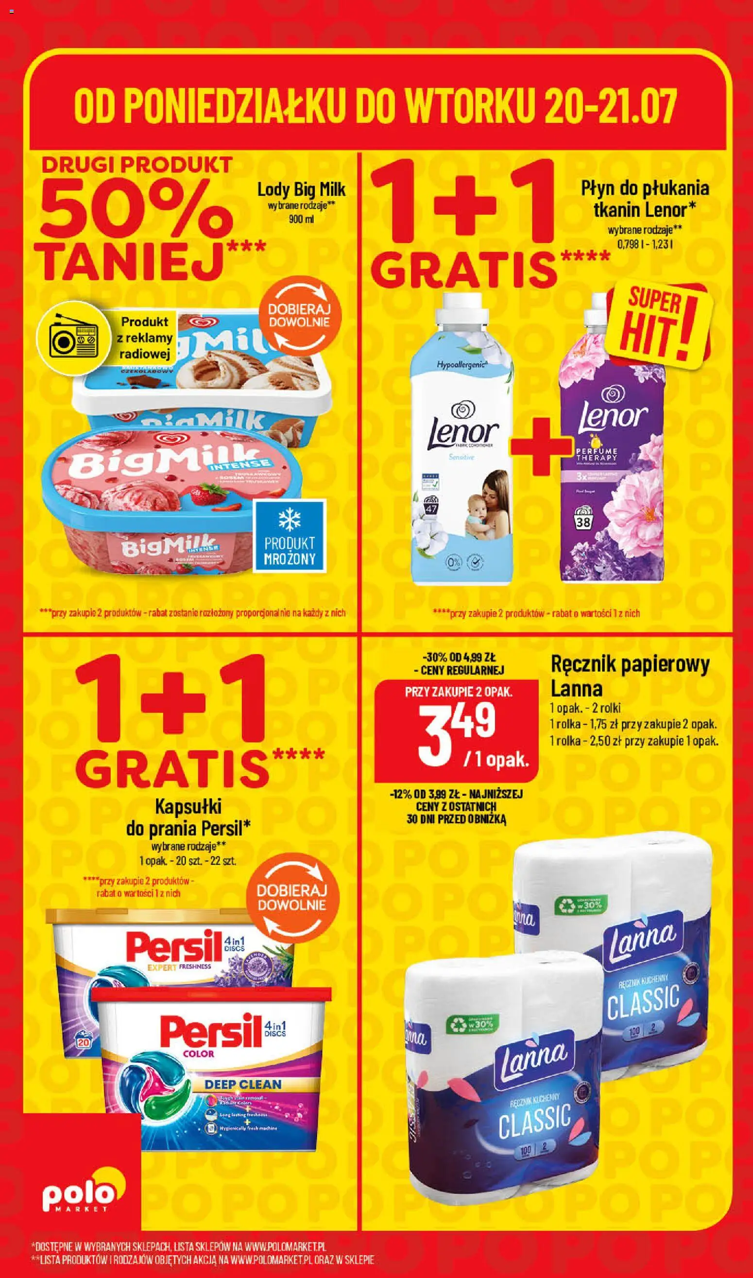 POLOmarket gazetka - Super Hity od 20.07.2026 | Strona: 6 | Produkty: Persil, Big Milk, Lody, Ręcznik papierowy